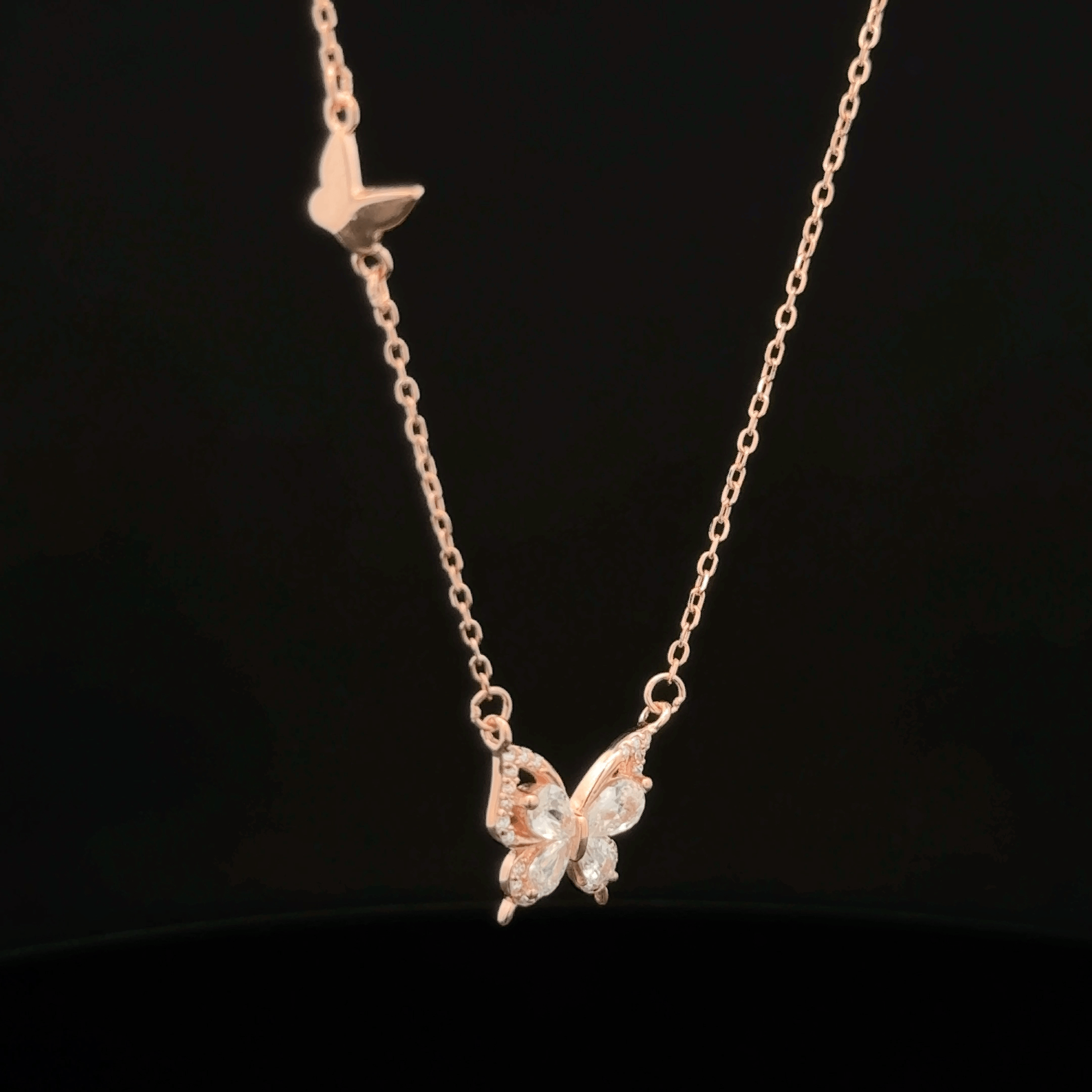 Butterfly rose gold chain pendant