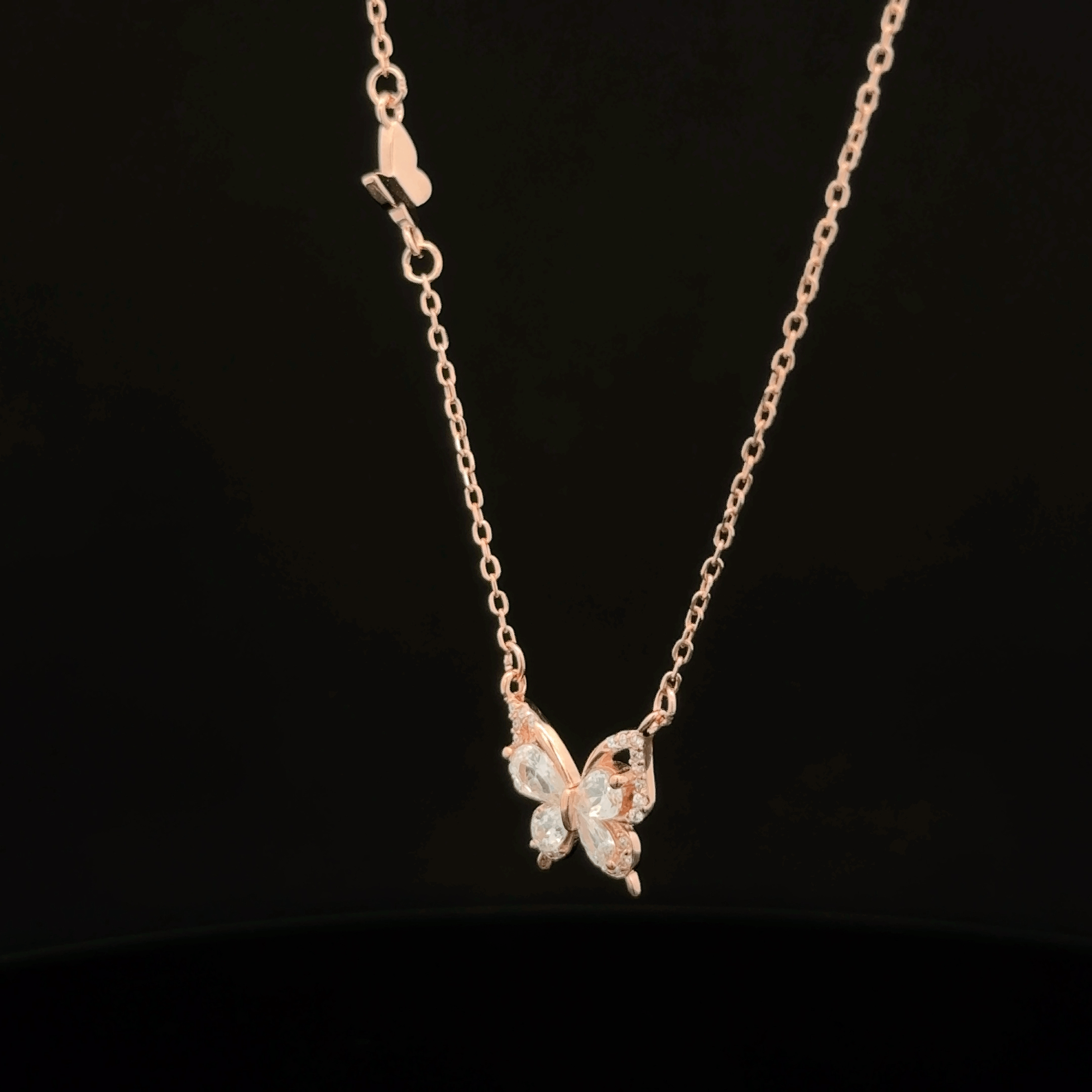 Butterfly rose gold chain pendant