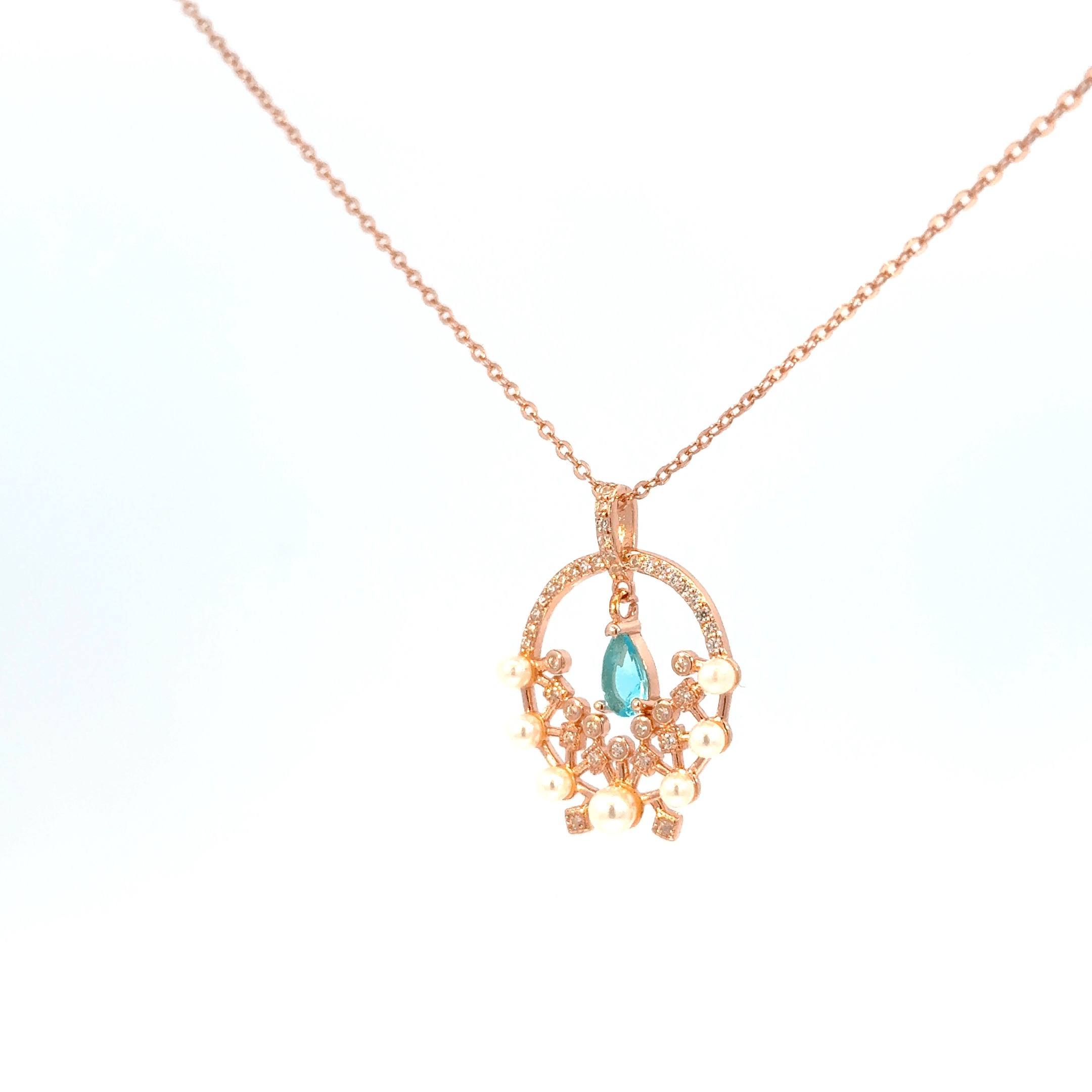 Rosegold Pearl Chain With Pendant
