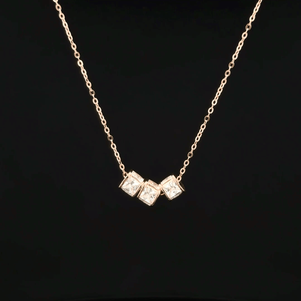 Cubic rose gold chain pendant