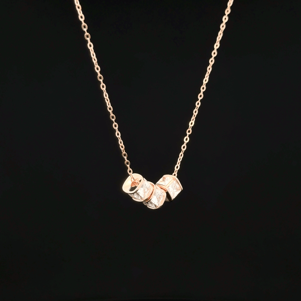 Cubic rose gold chain pendant