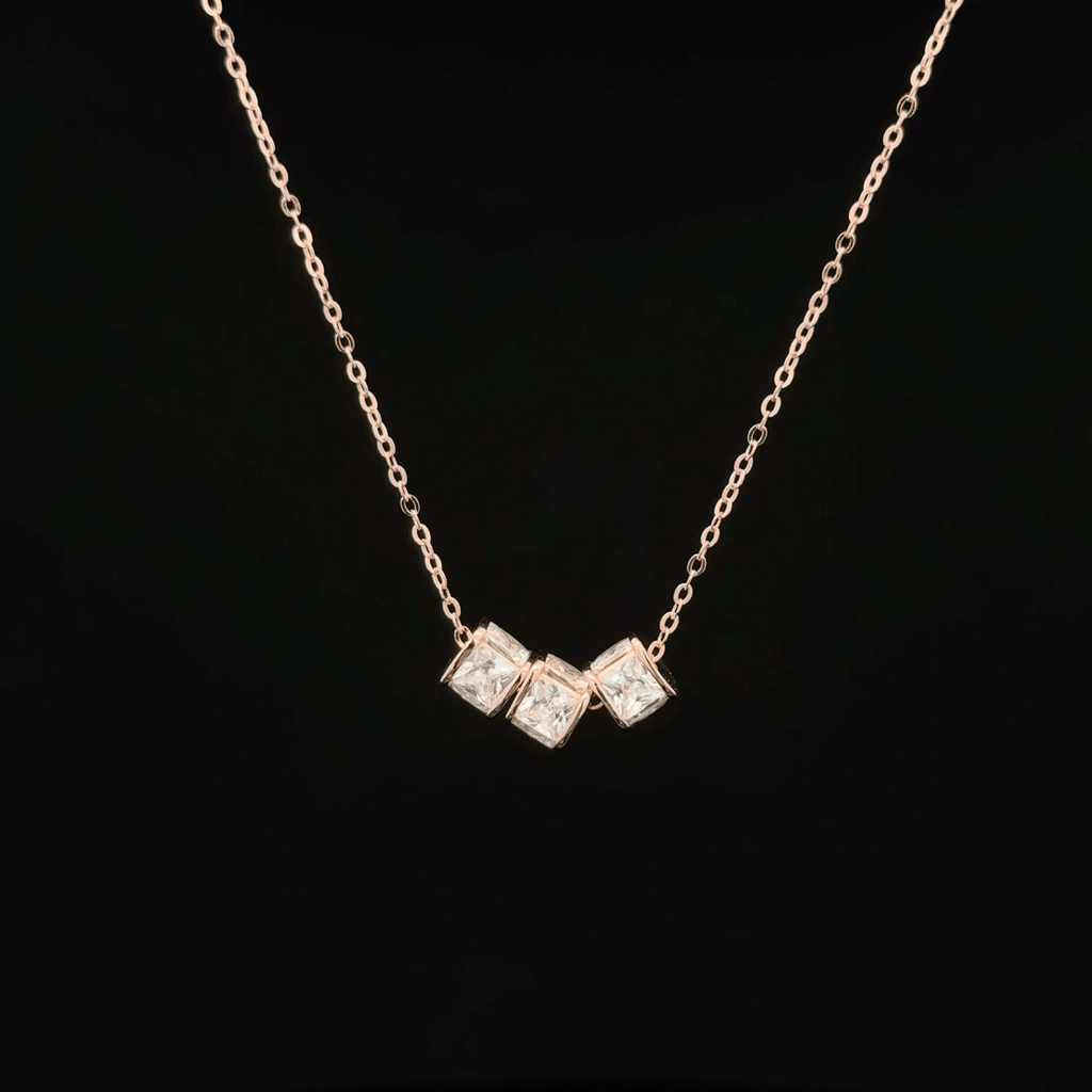 Cubic rose gold chain pendant