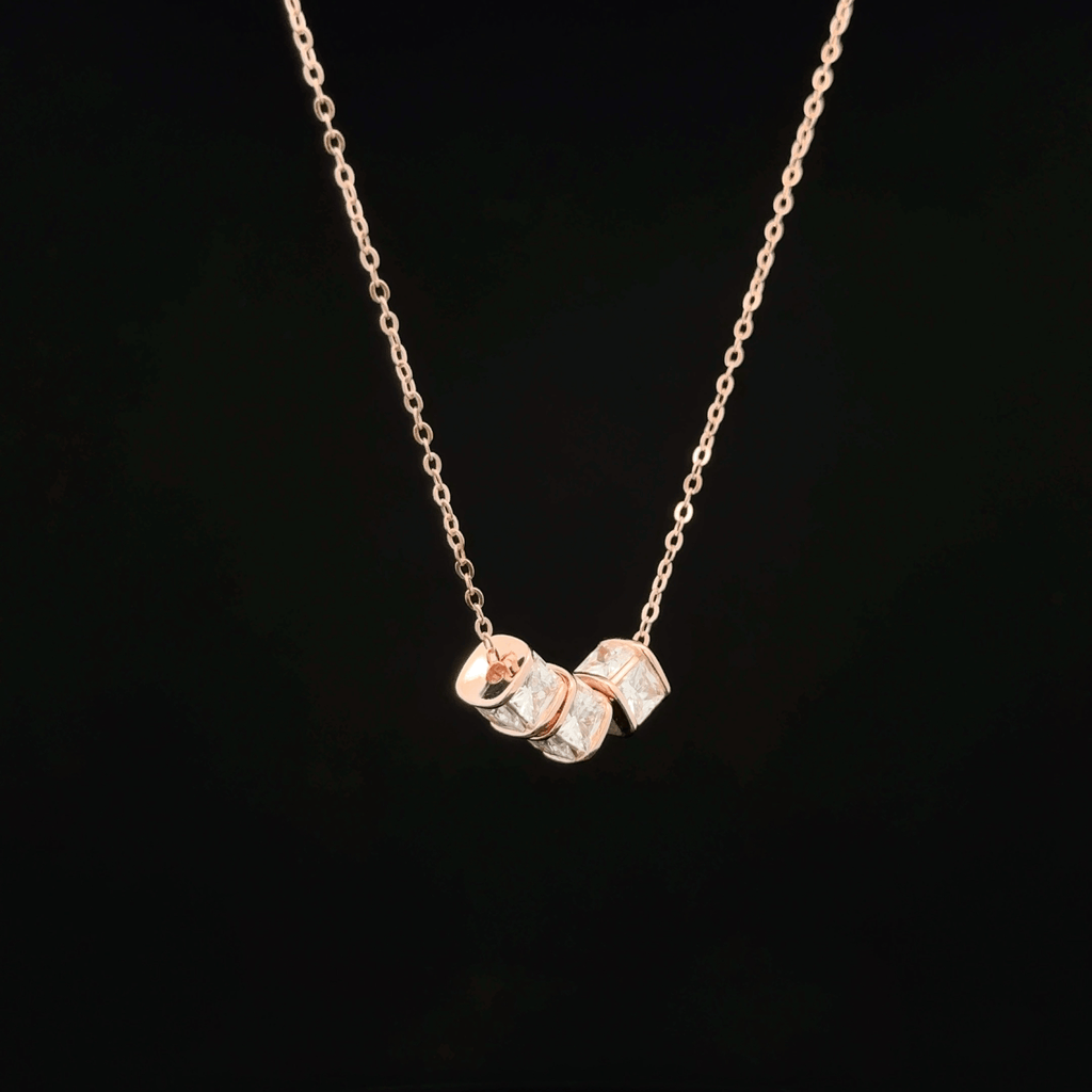 Cubic rose gold chain pendant