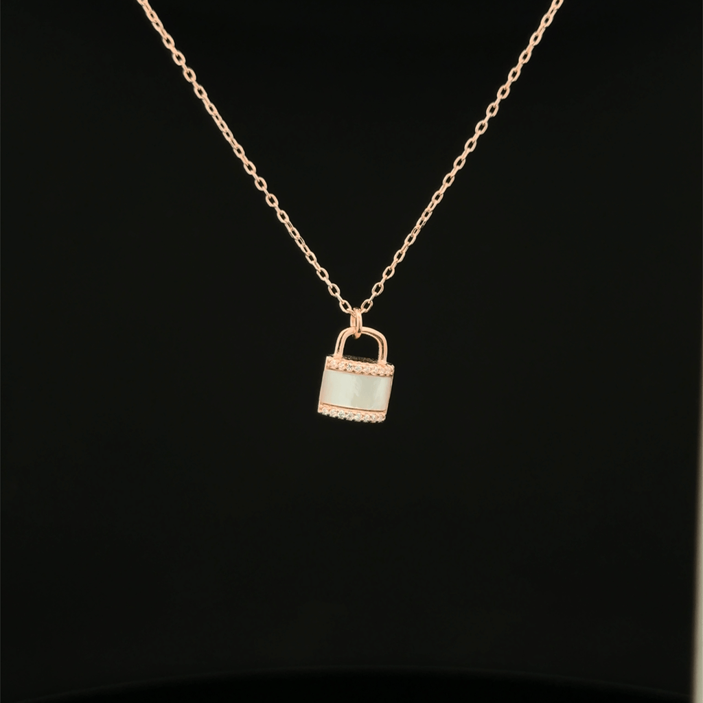 Key & Lock rose gold chain pendant