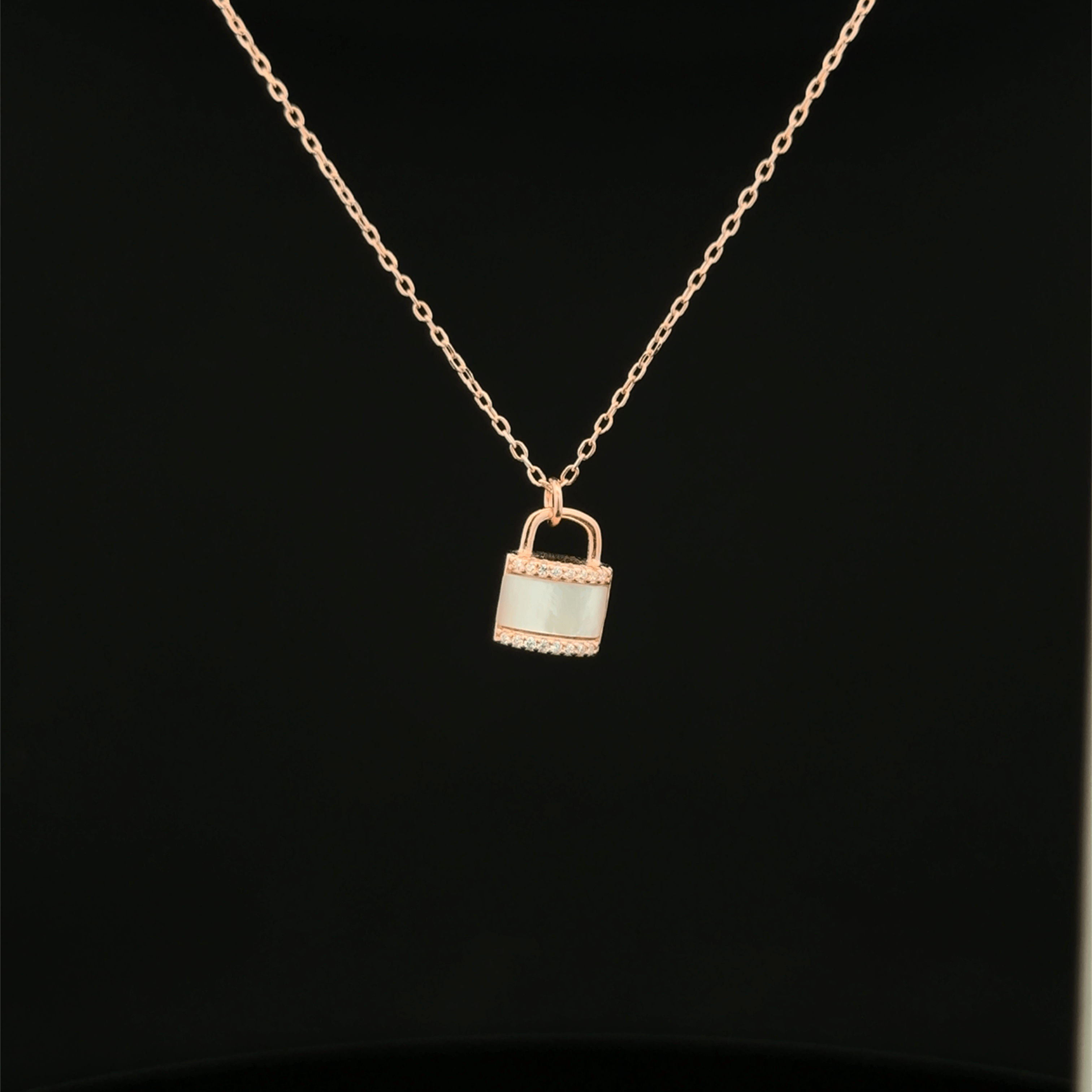 Key & Lock rose gold chain pendant