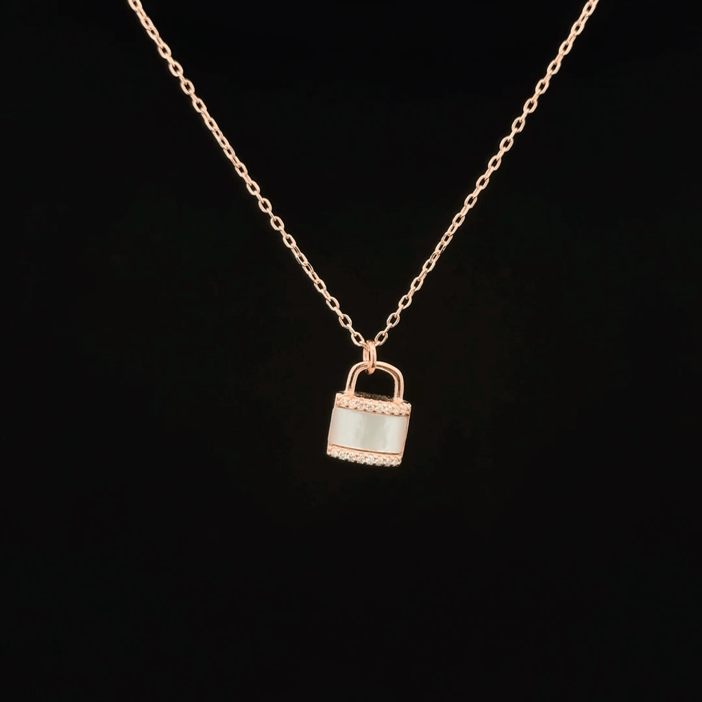 Key & Lock rose gold chain pendant