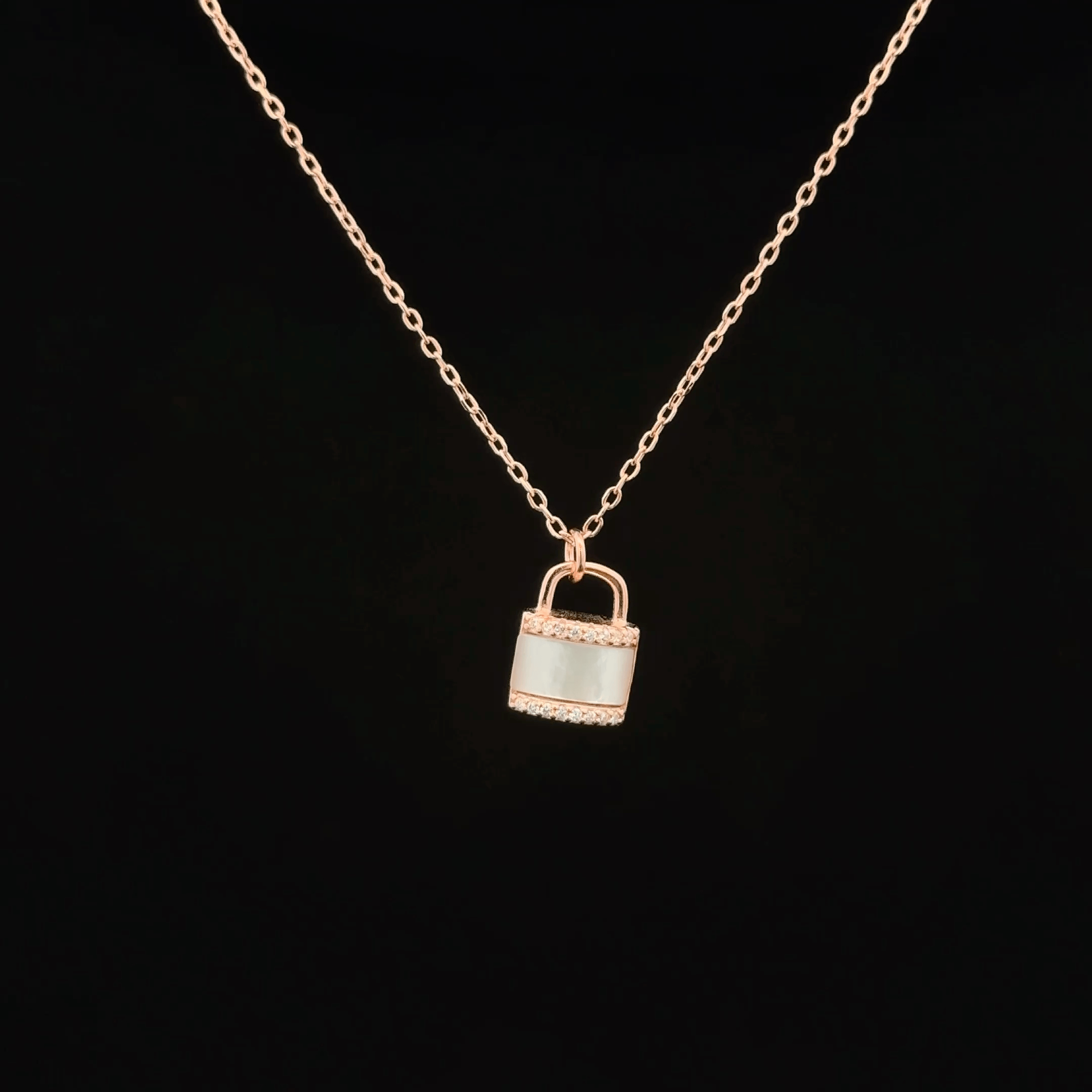 Key & Lock rose gold chain pendant