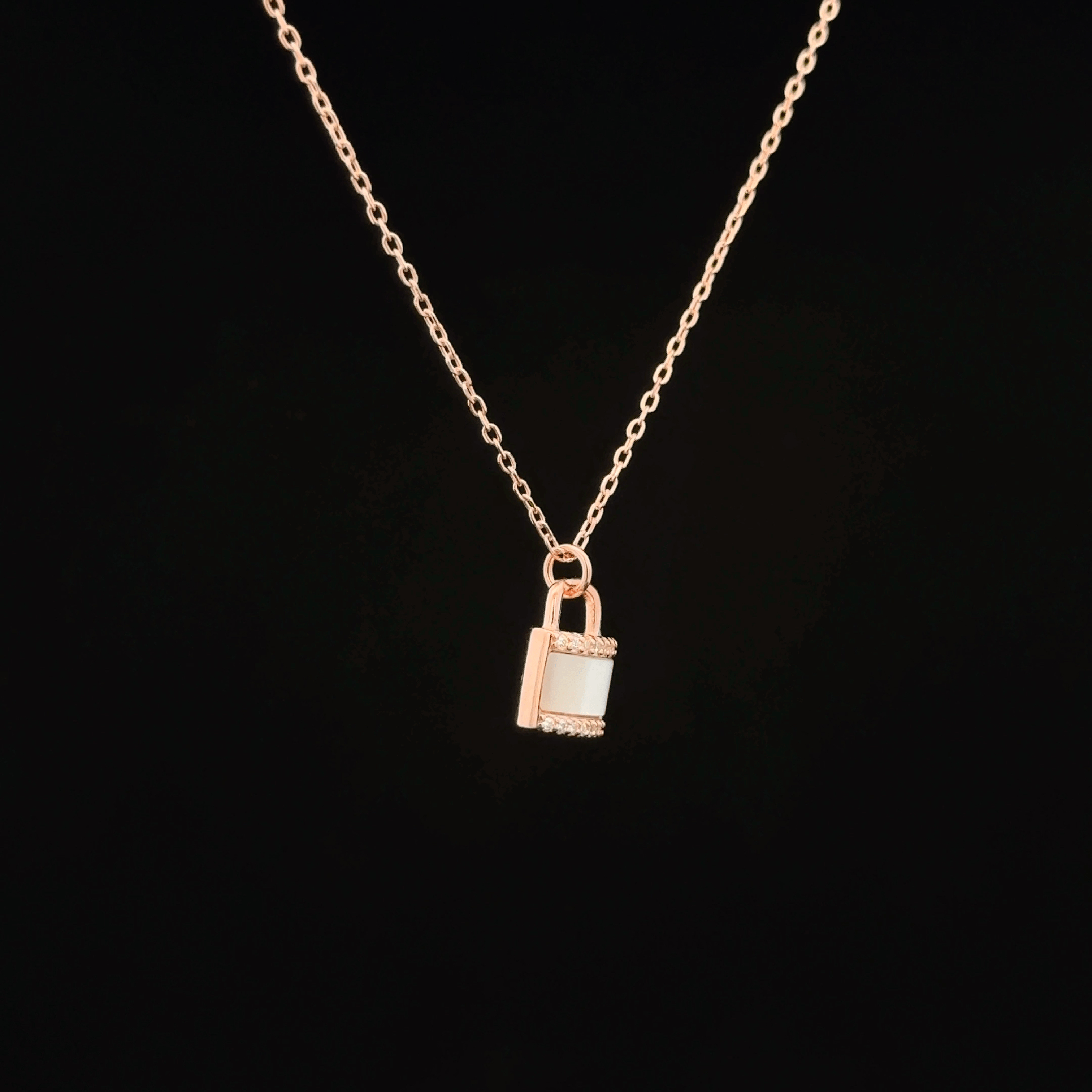 Key & Lock rose gold chain pendant