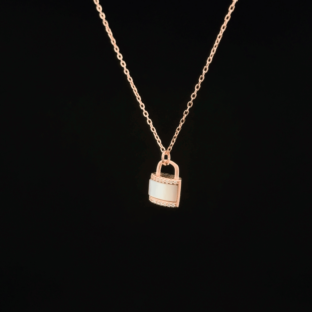 Key & Lock rose gold chain pendant