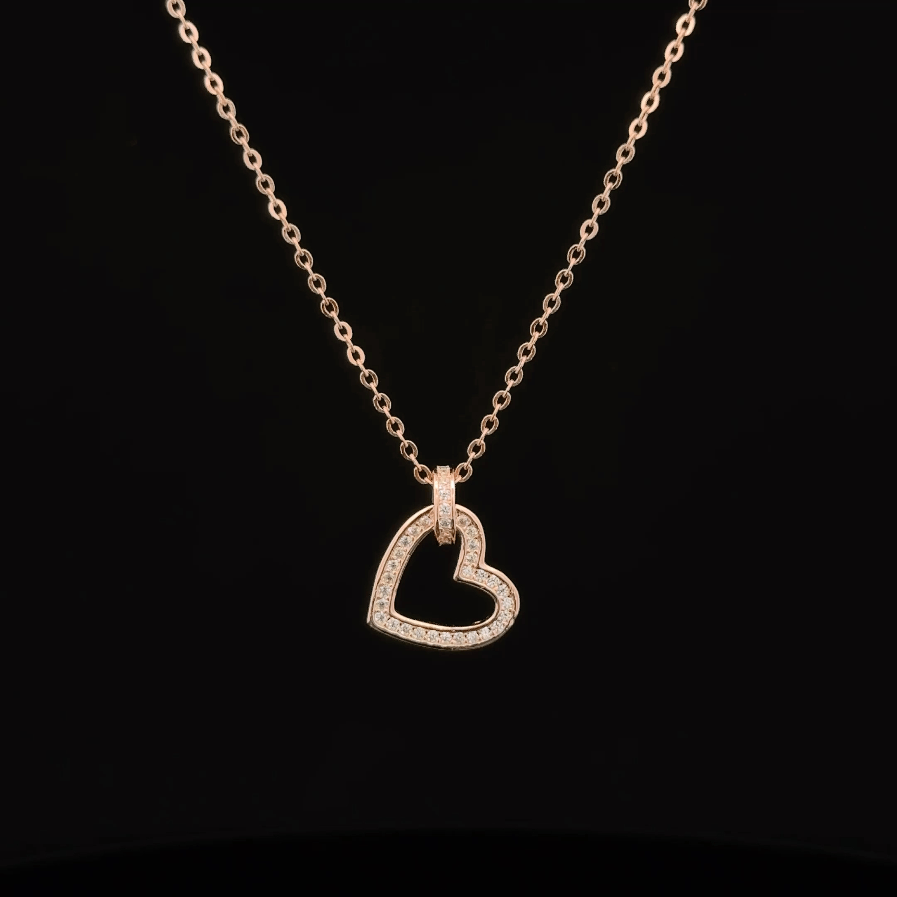 Heart rose gold chain pendant