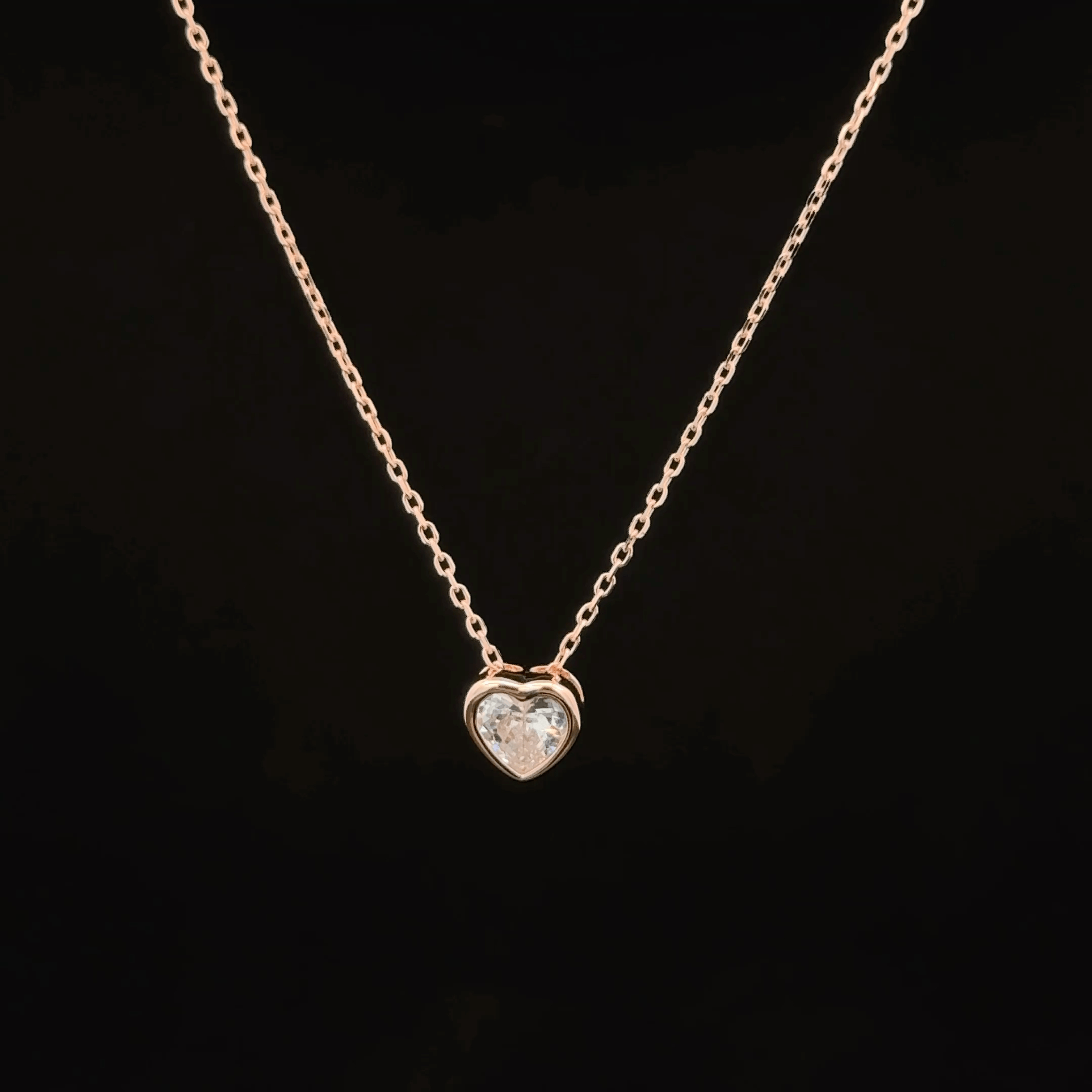 Heart rose gold chain pendant