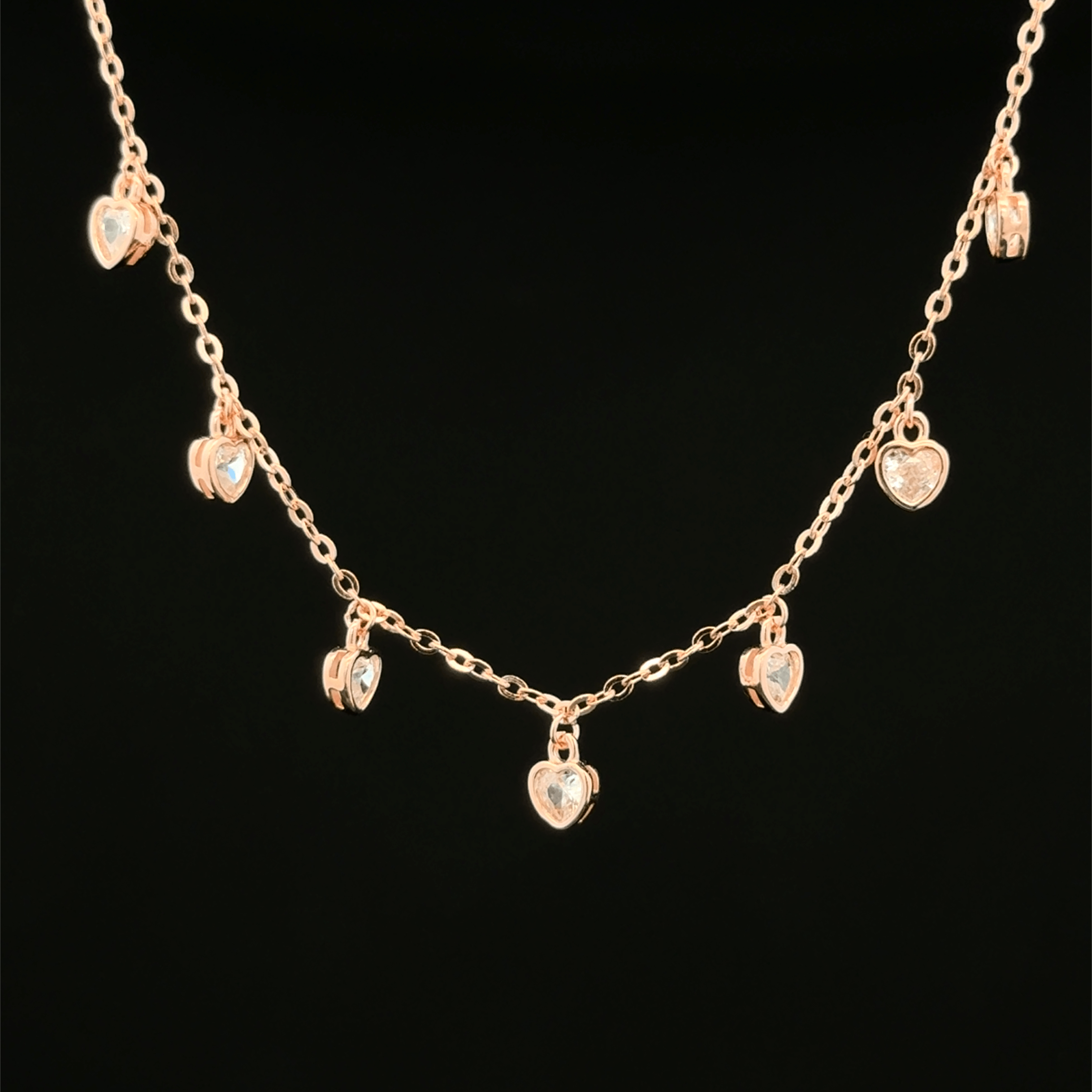 Heart charm rose gold chain pendant