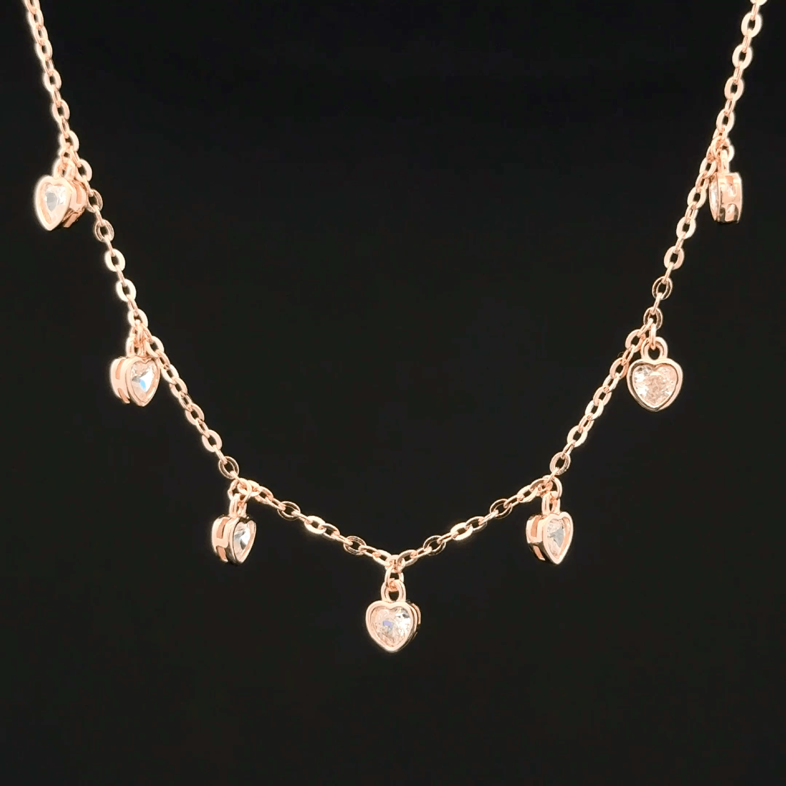 Heart charm rose gold chain pendant