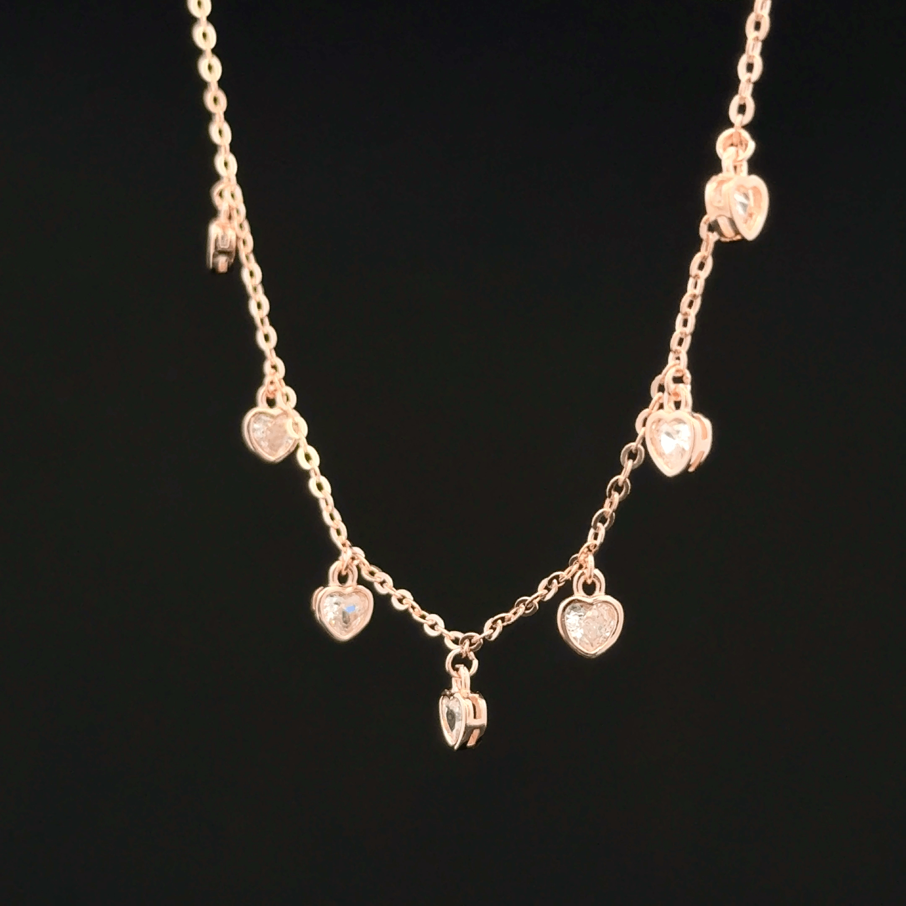 Heart charm rose gold chain pendant