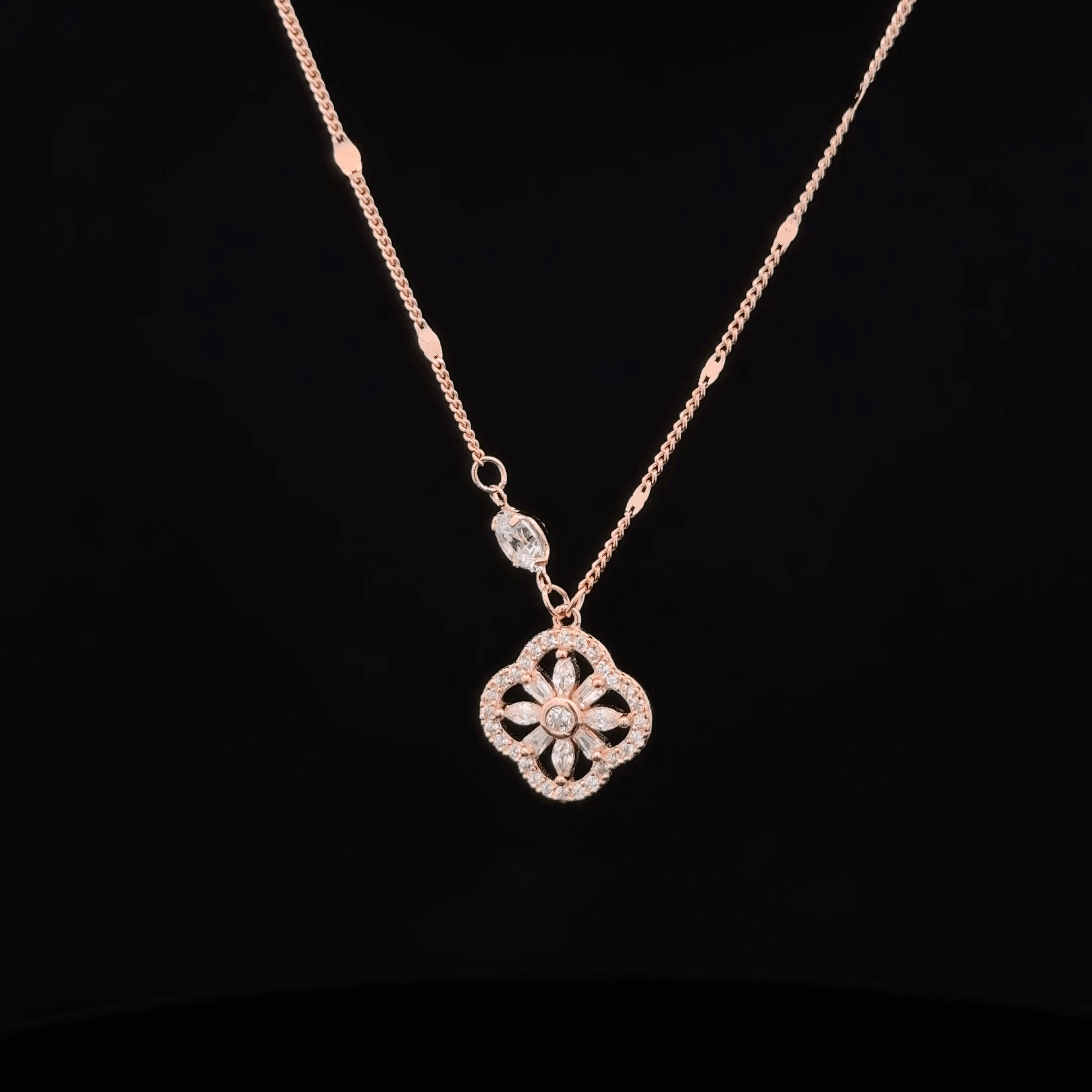 Flower rose gold chain pendant