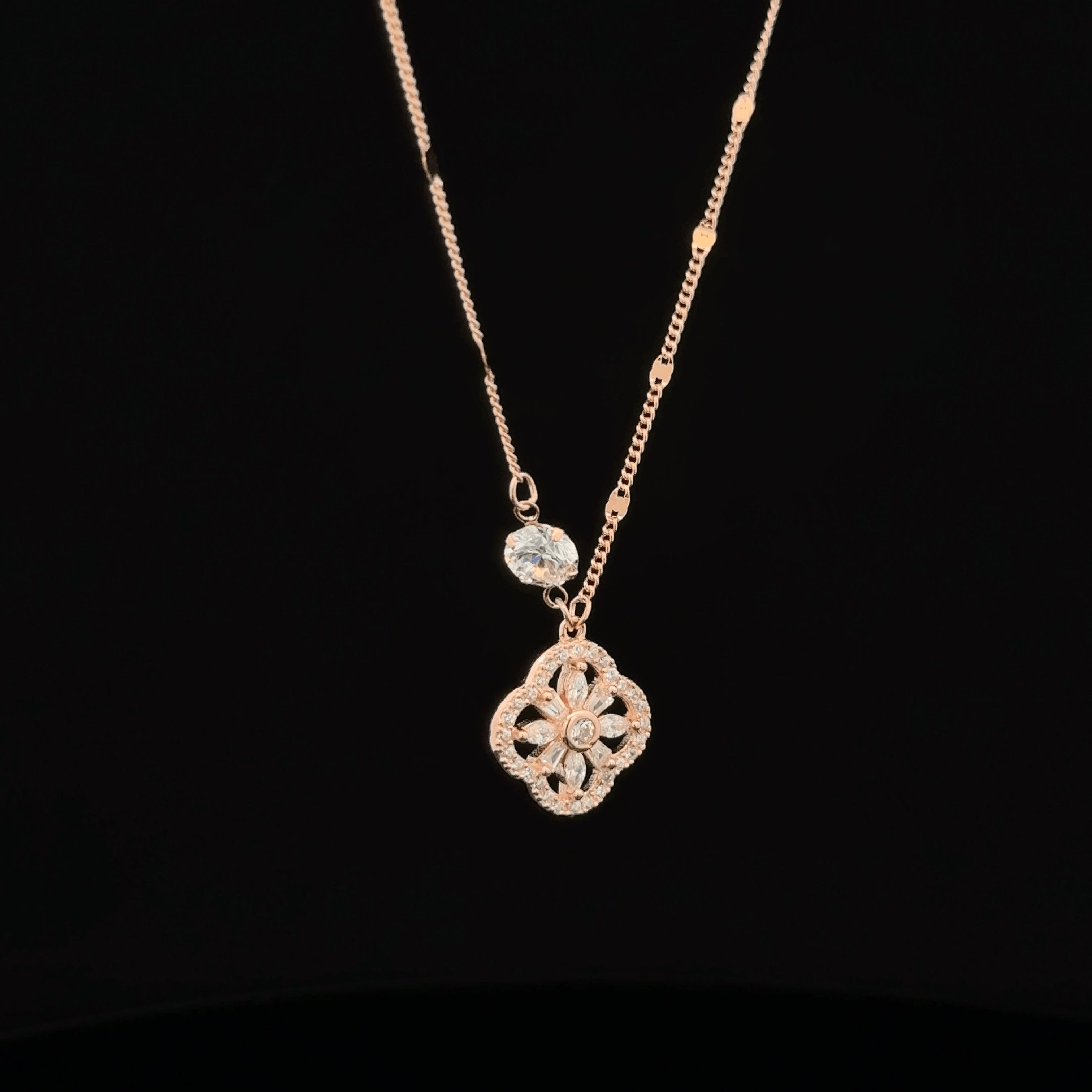 Flower rose gold chain pendant