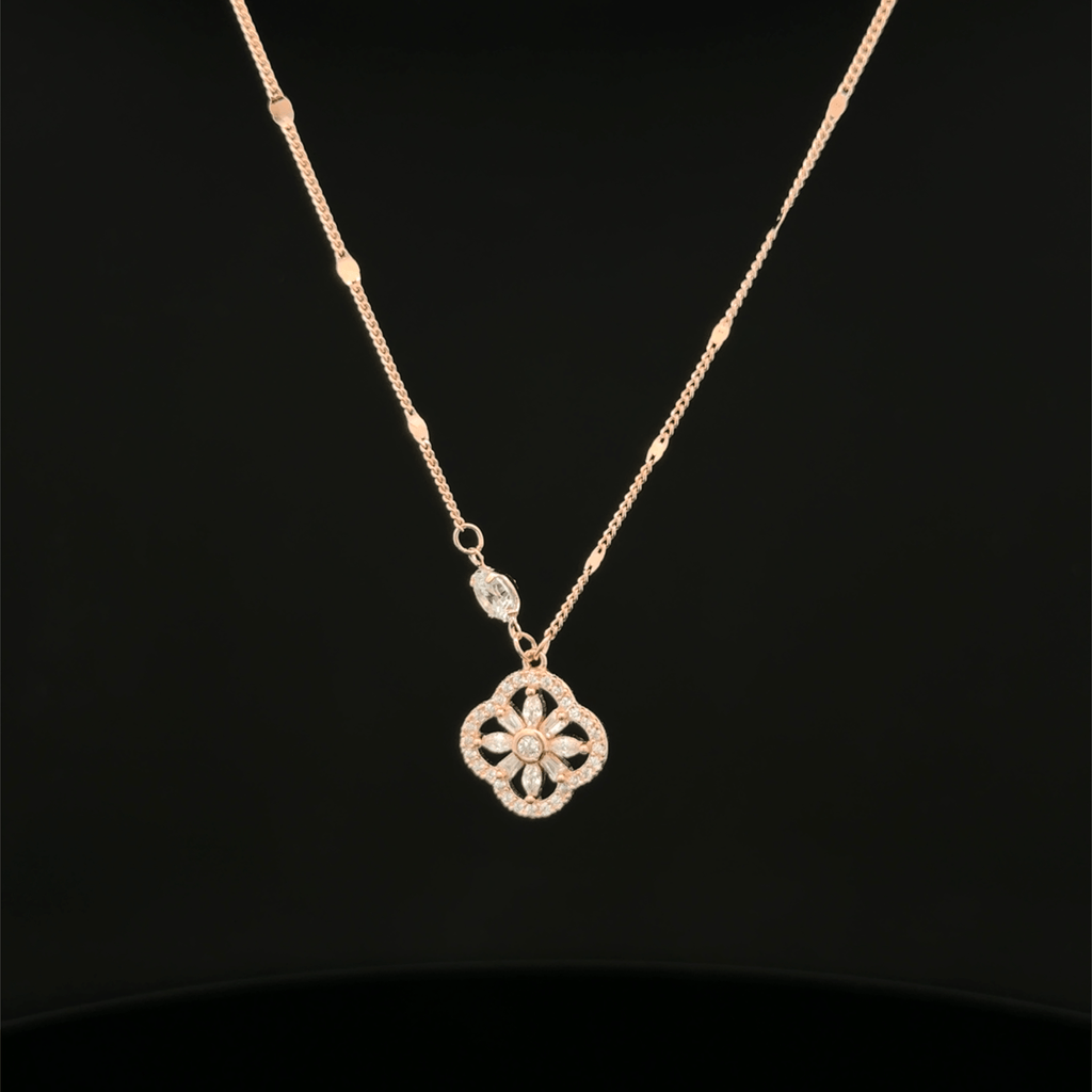 Flower rose gold chain pendant