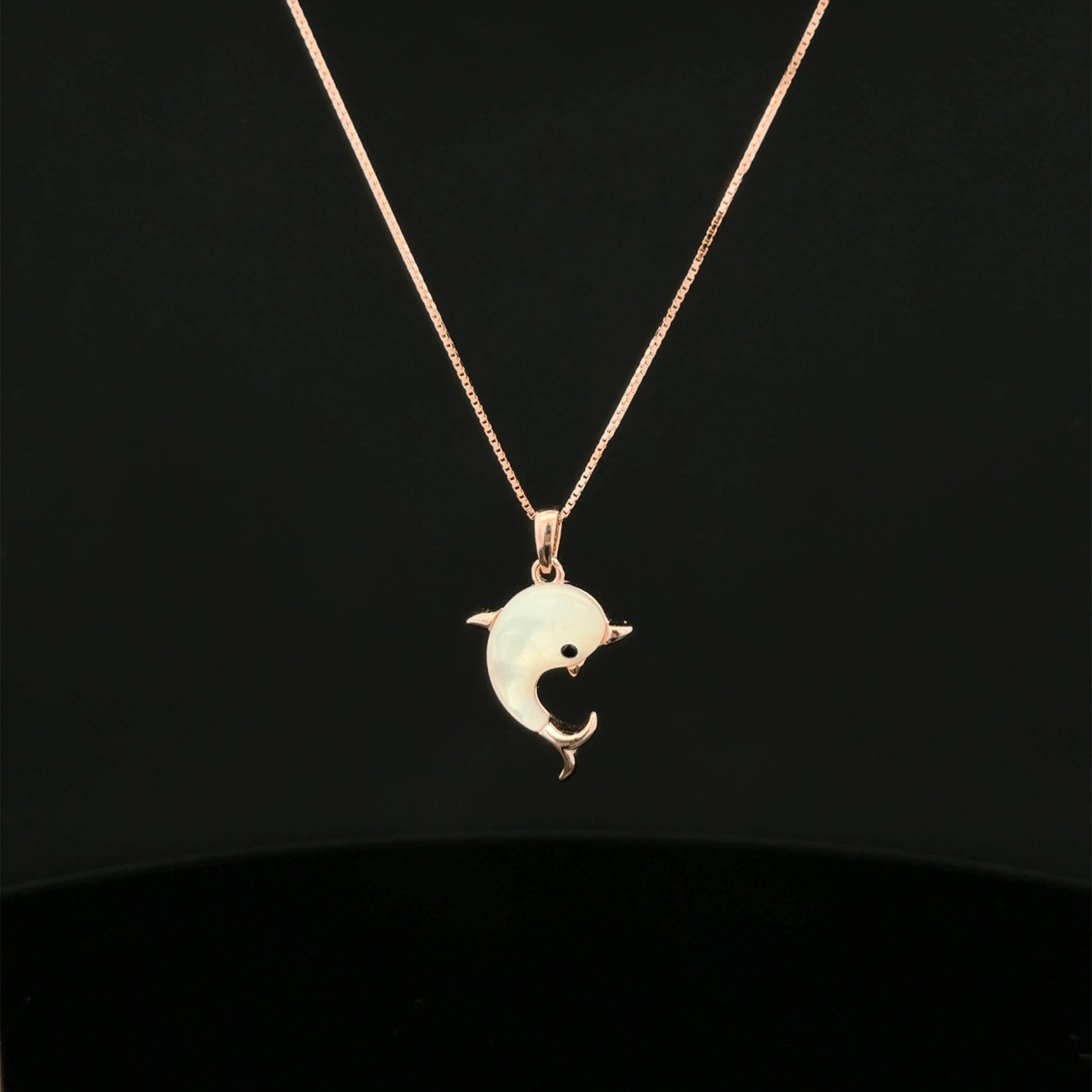Dolphin rose gold chain pendant