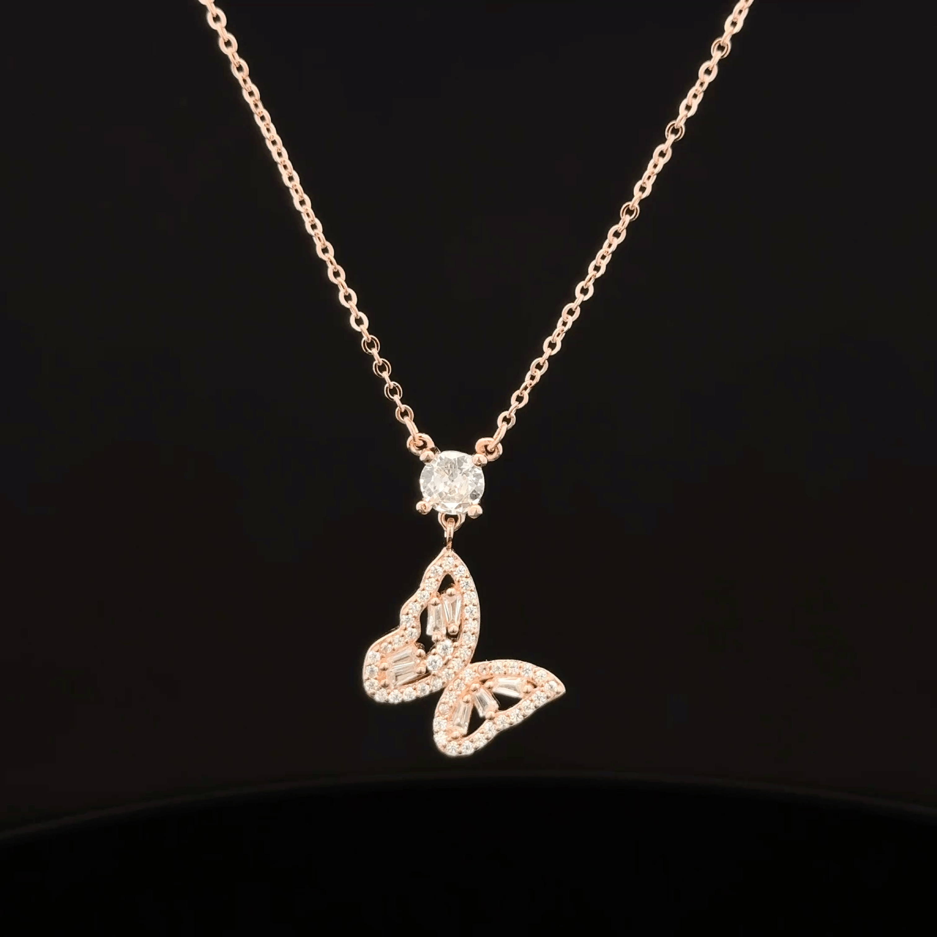 Butterfly rose gold chain pendant