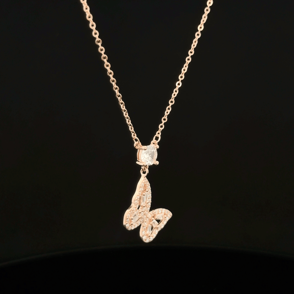 Butterfly rose gold chain pendant
