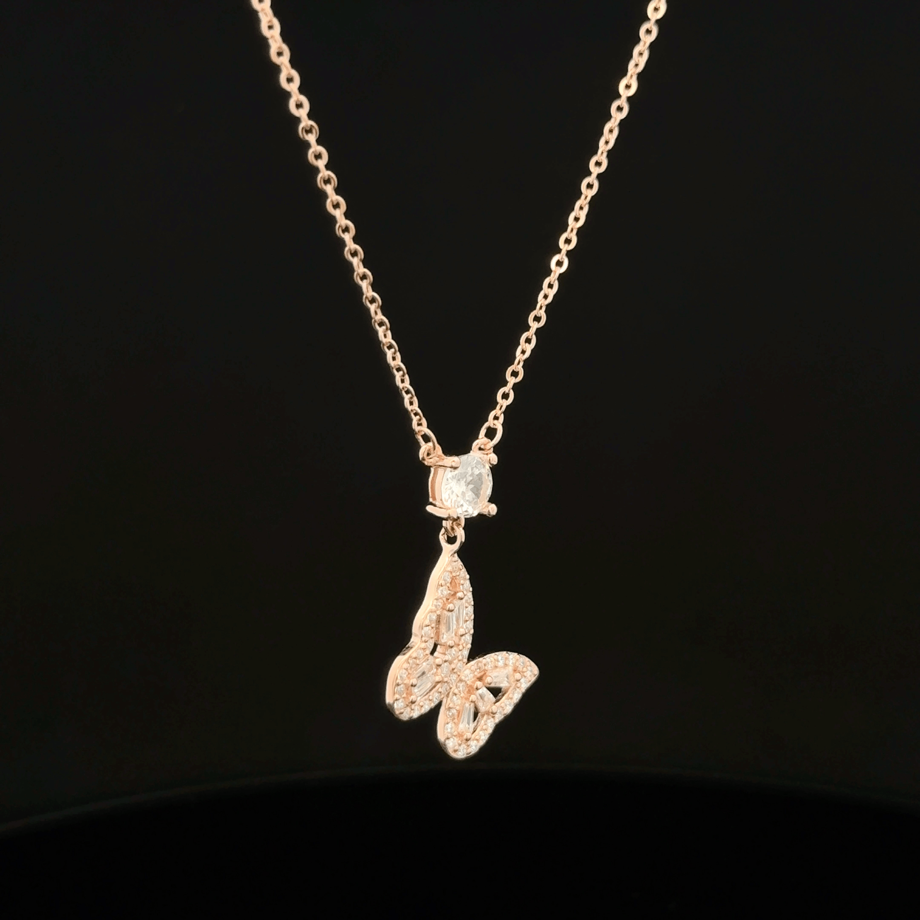 Butterfly rose gold chain pendant