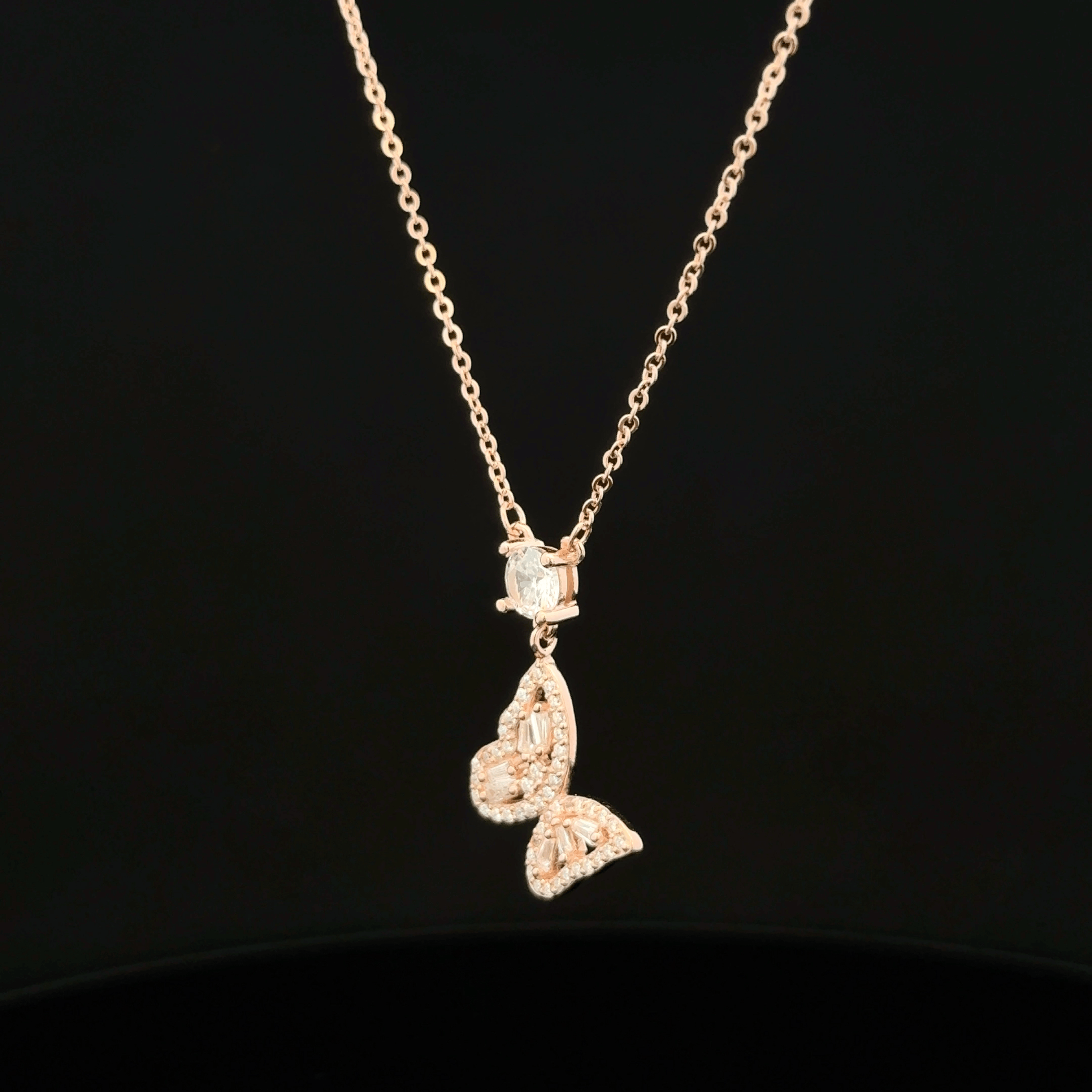 Butterfly rose gold chain pendant