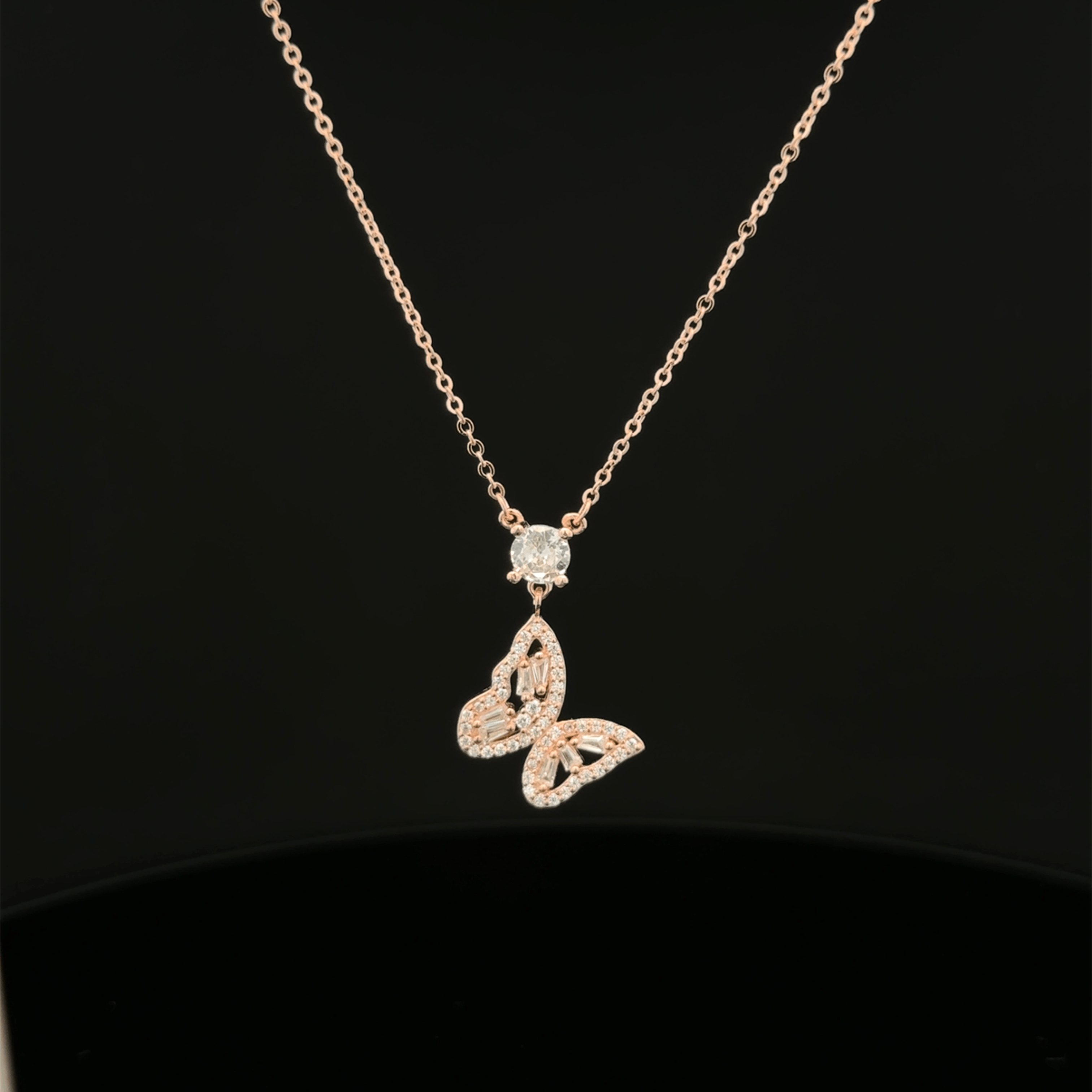 Butterfly rose gold chain pendant