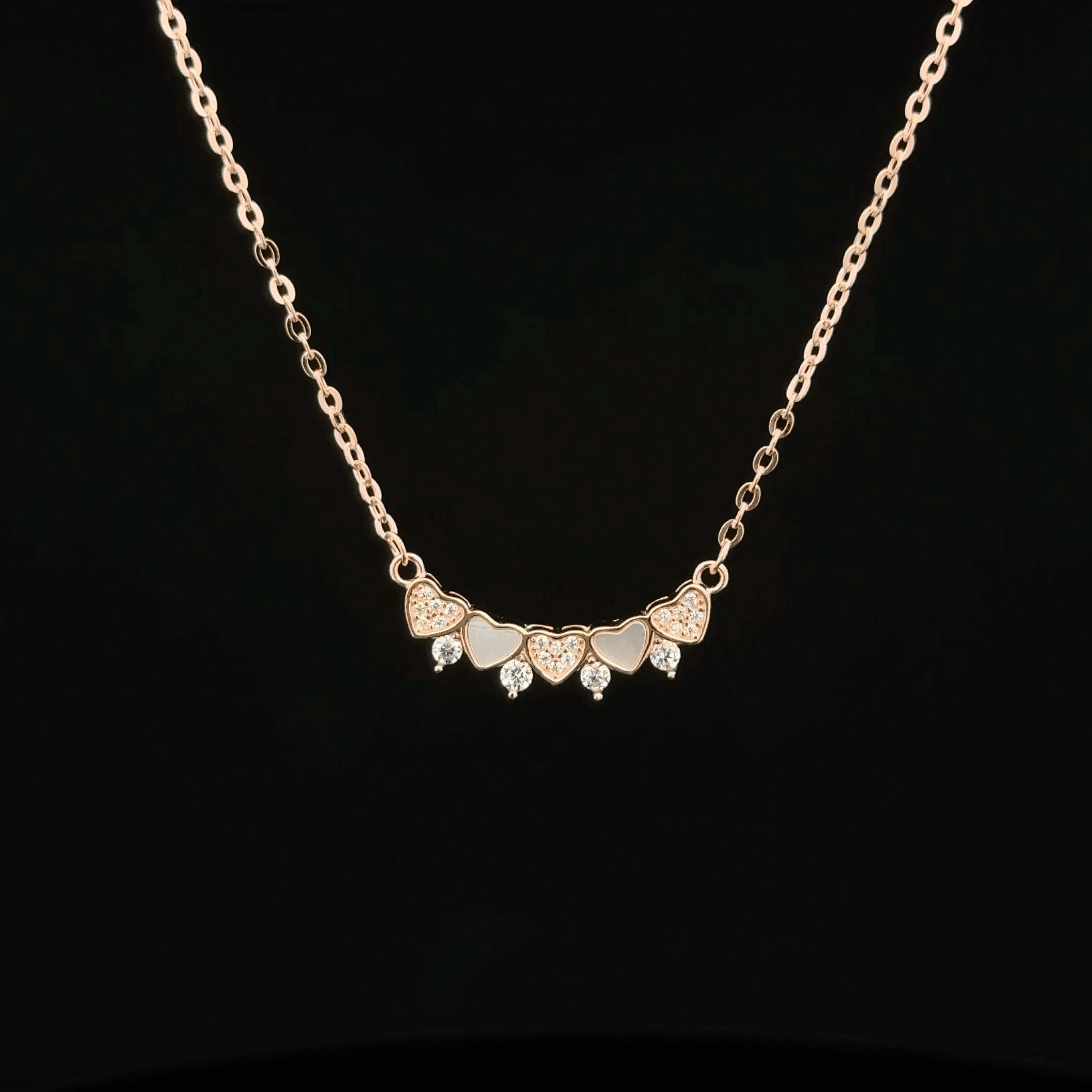 Multi Heart rose gold chain pendant