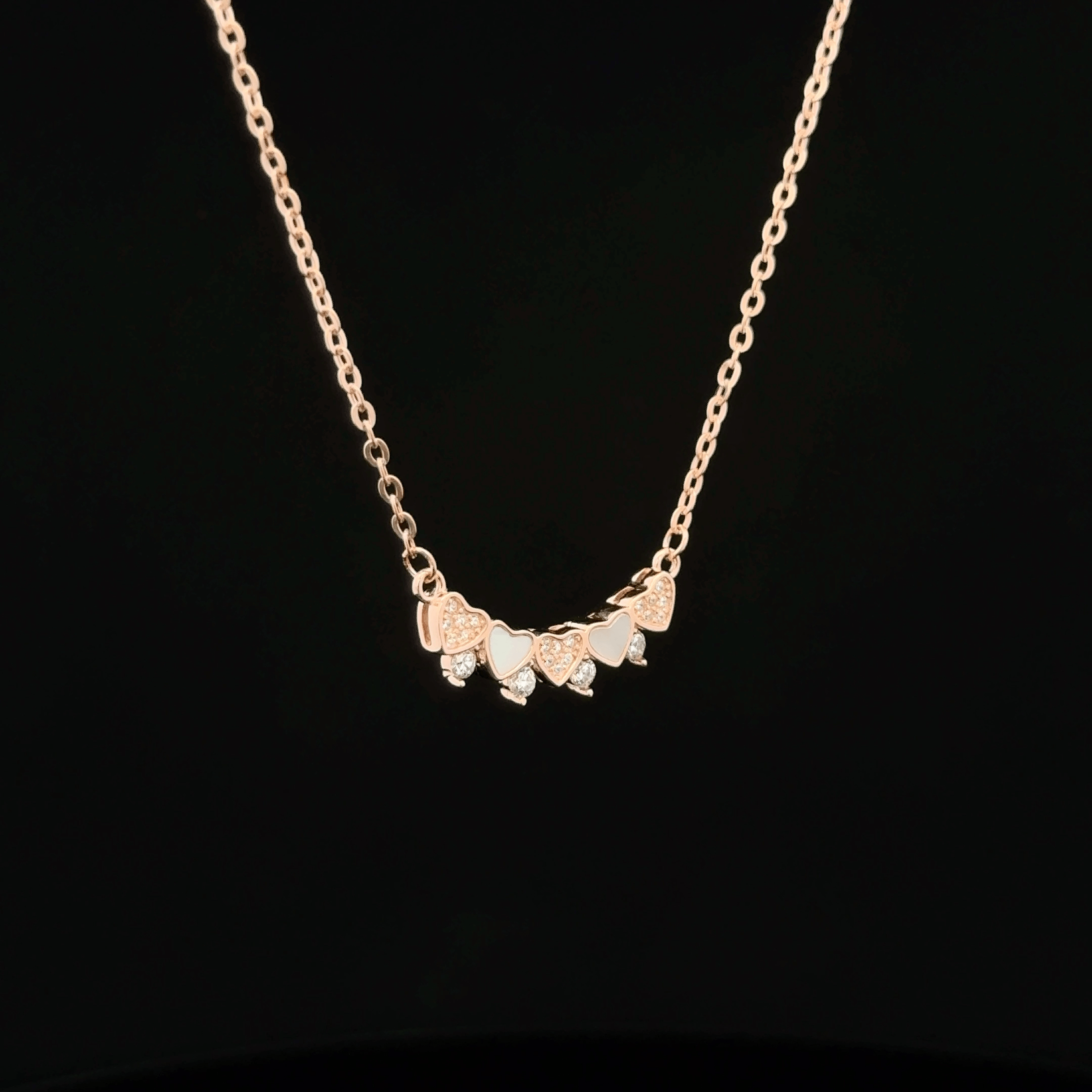 Multi Heart rose gold chain pendant