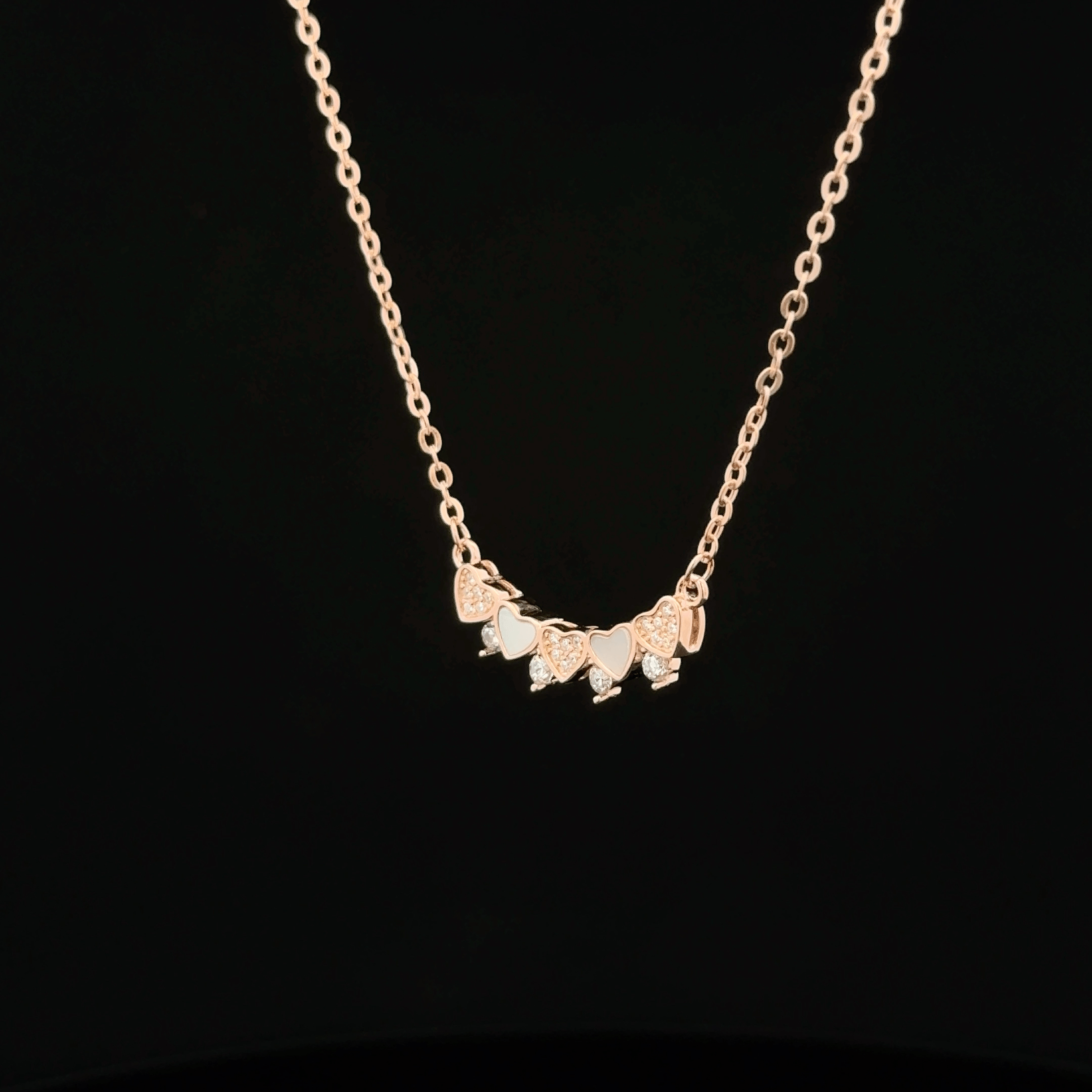 Multi Heart rose gold chain pendant