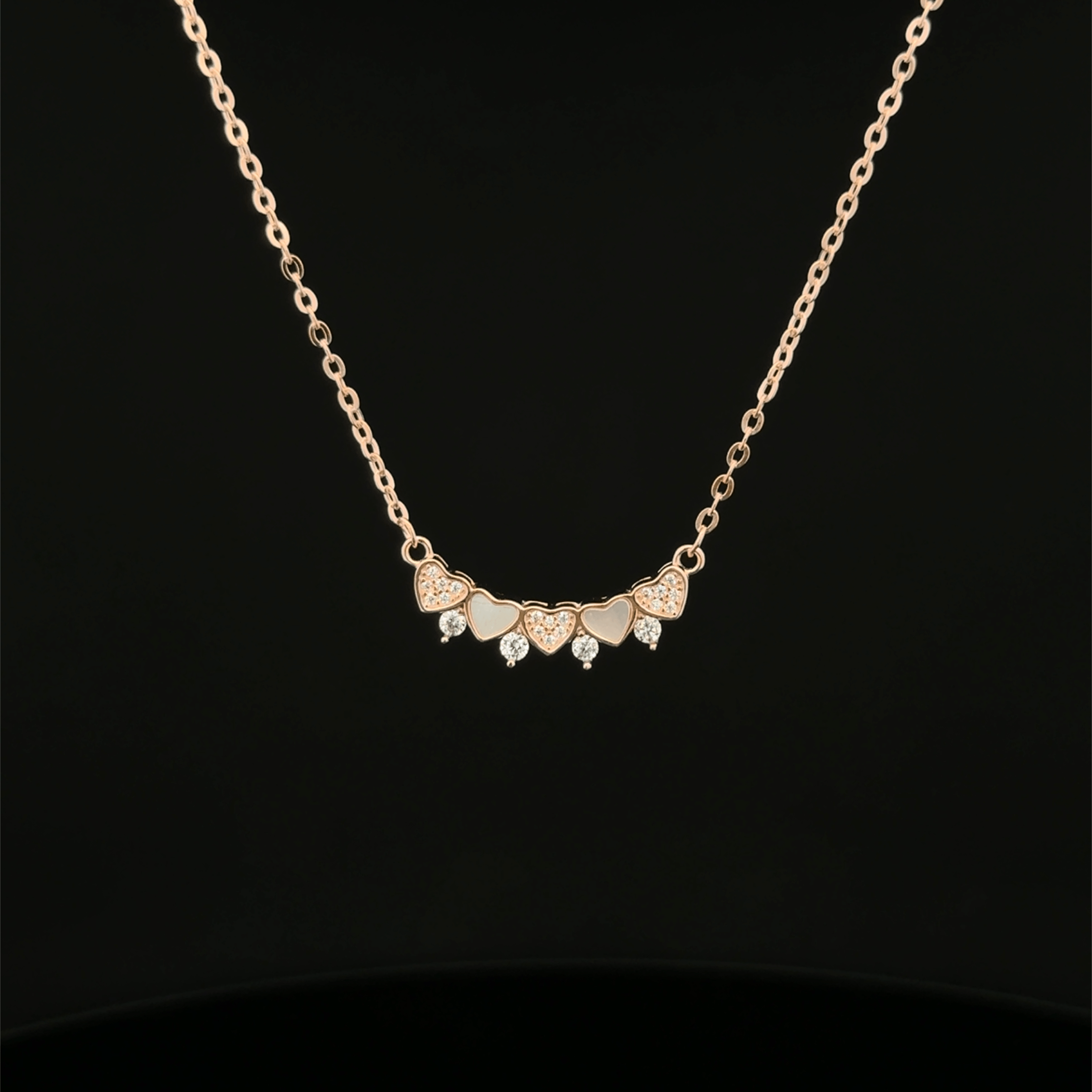 Multi Heart rose gold chain pendant