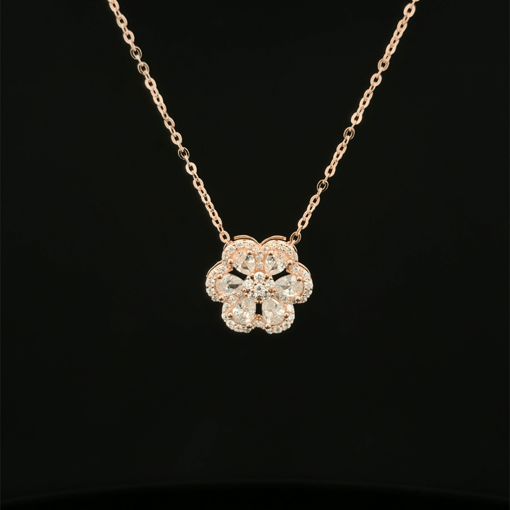 Flower rose gold chain pendant