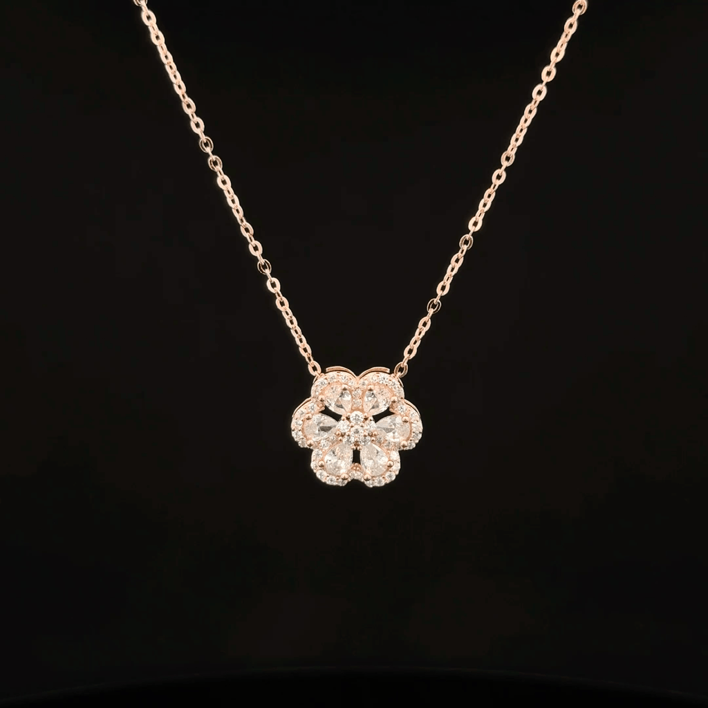 Flower rose gold chain pendant