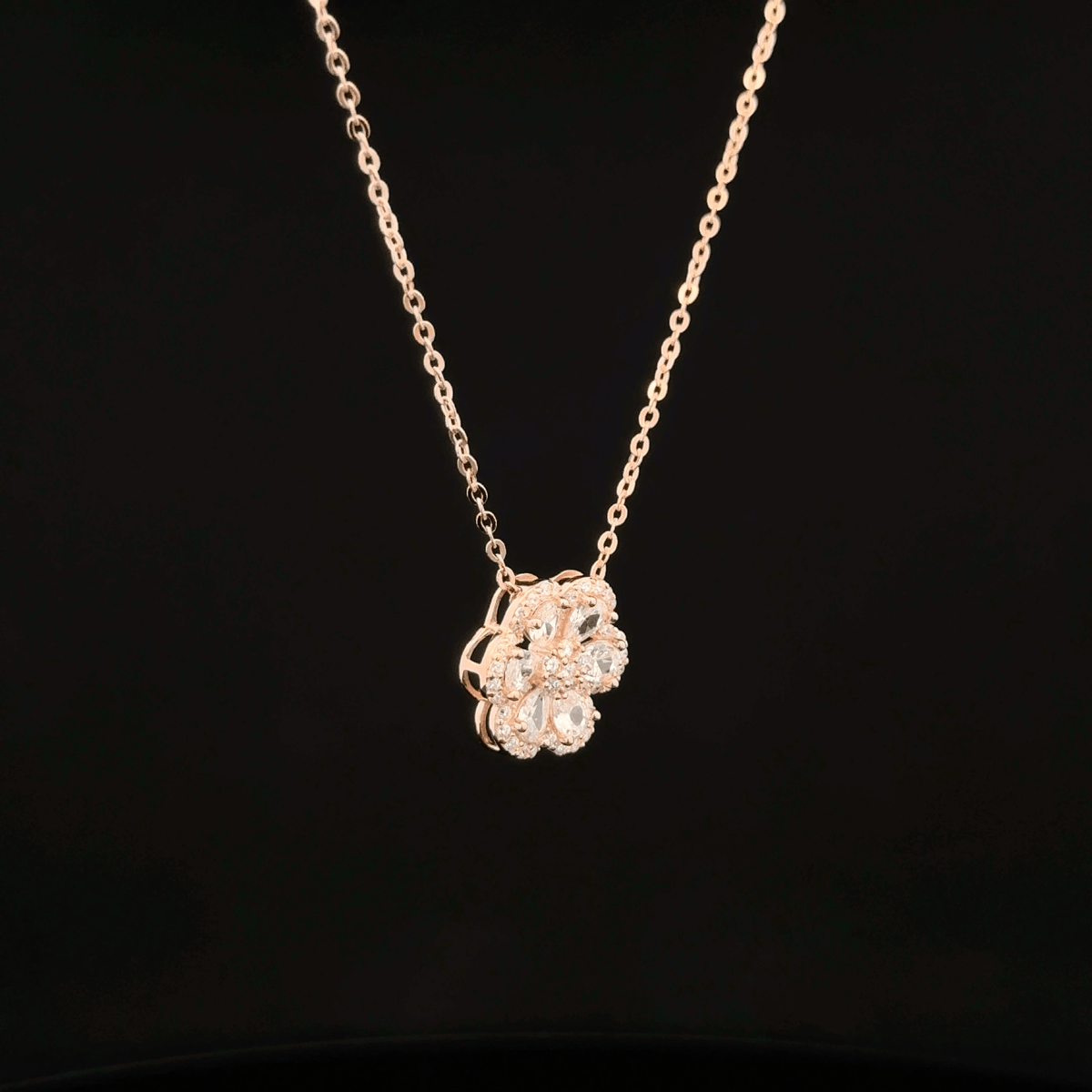 Flower rose gold chain pendant