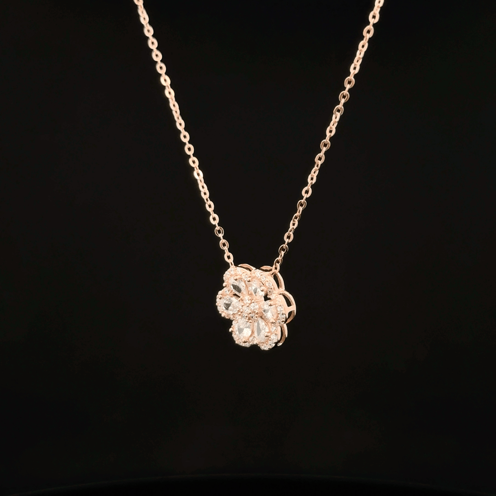 Flower rose gold chain pendant