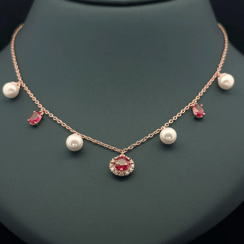 Pearl with pink stone