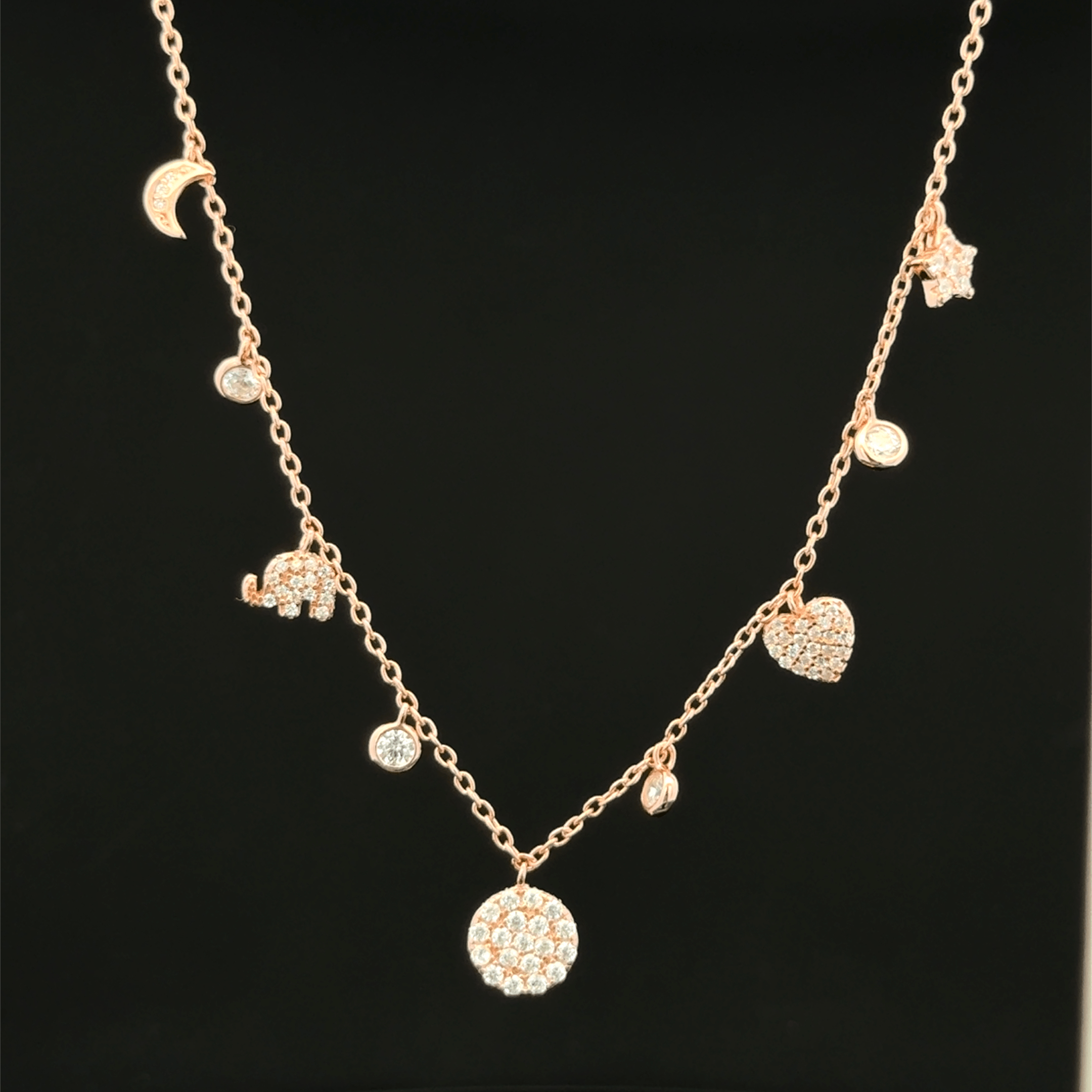 Moon, star elephant charm