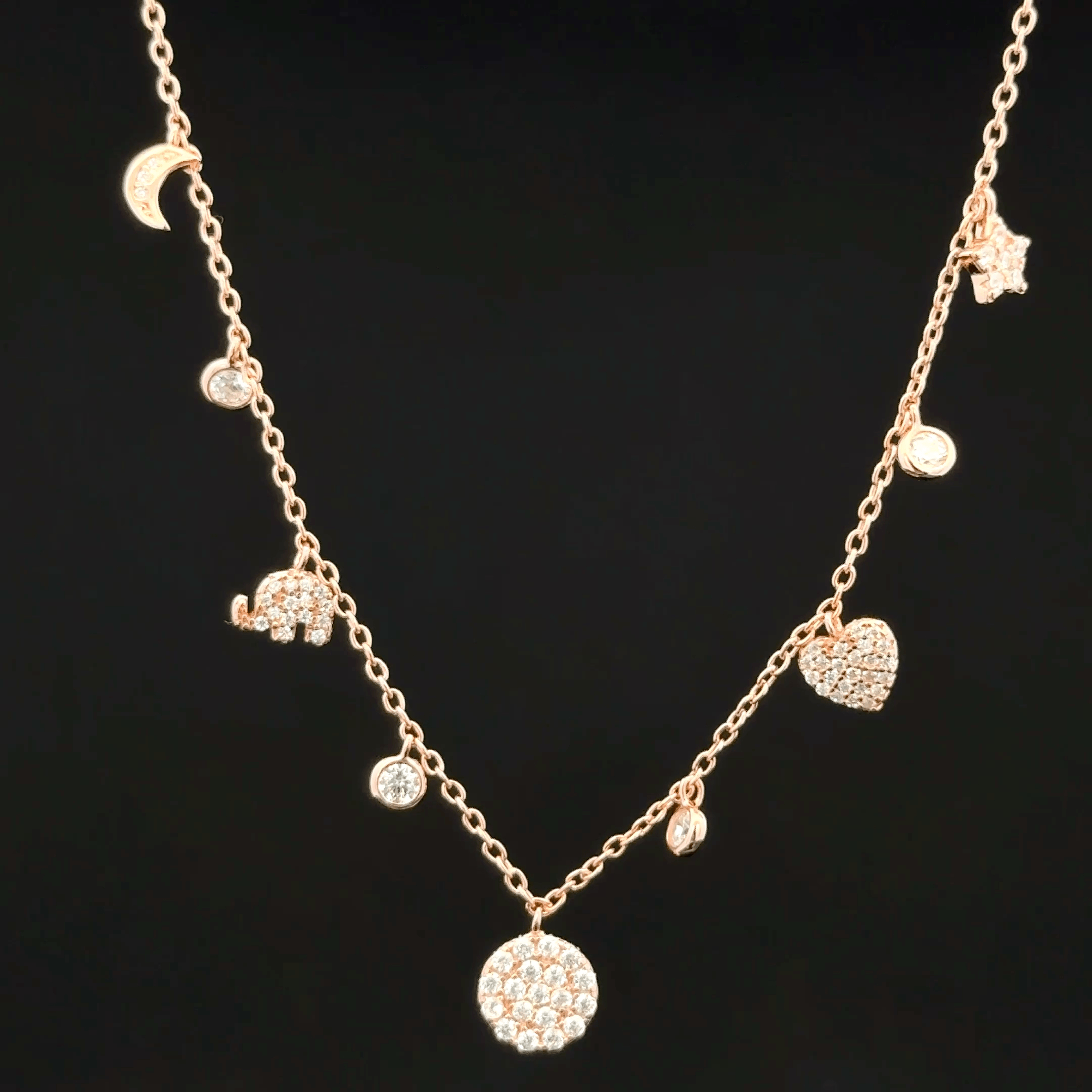 Moon, star elephant charm