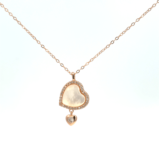 Rosegold Double Heart chain with pendent