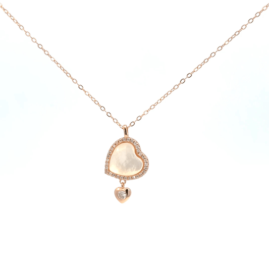 Rosegold Double Heart chain with pendent