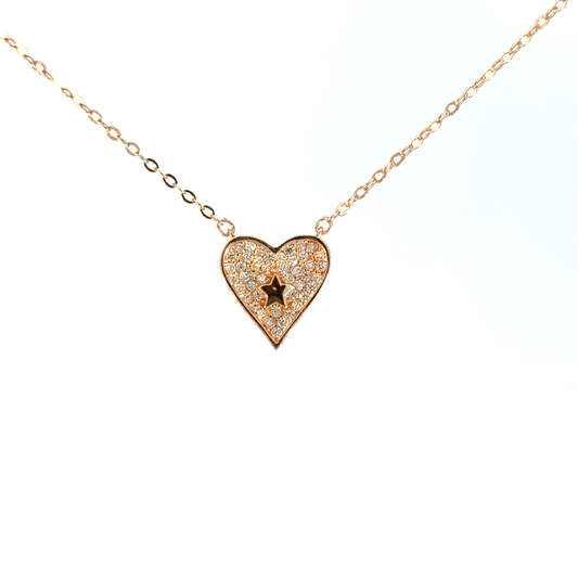 Rosegold heart and black star chain with pendent