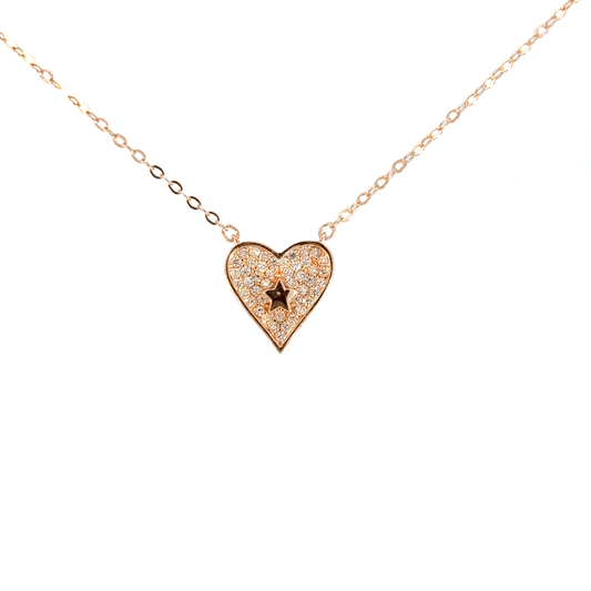 Rosegold heart and black star chain with pendent