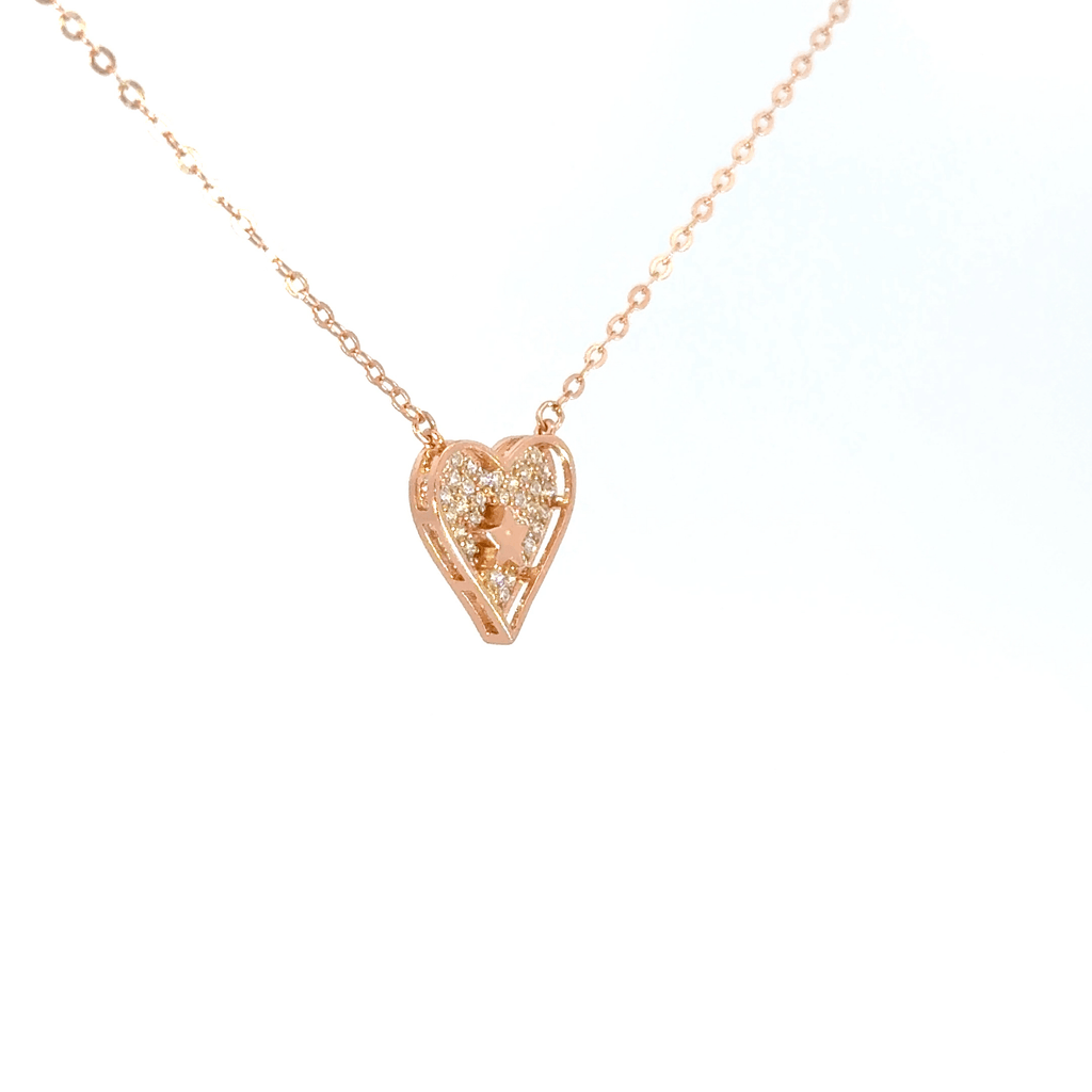 Rosegold heart and black star chain with pendent