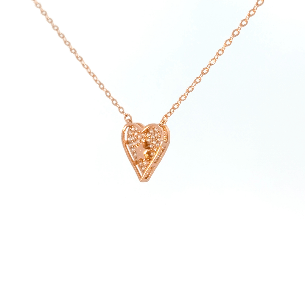 Rosegold heart and black star chain with pendent