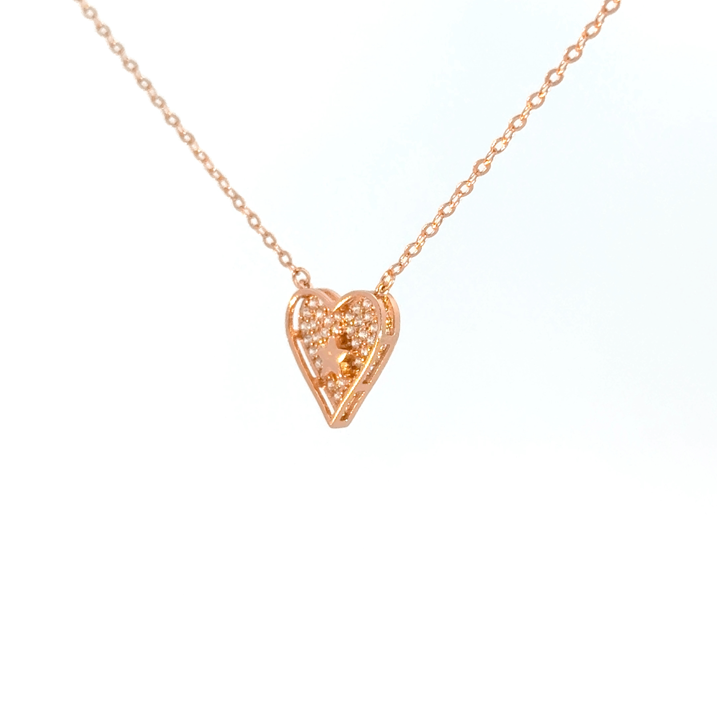 Rosegold heart and black star chain with pendent