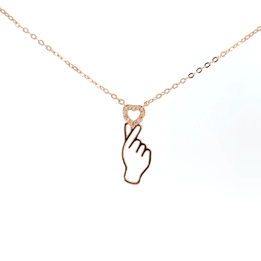 Rosegold heart in finger chain with pendent