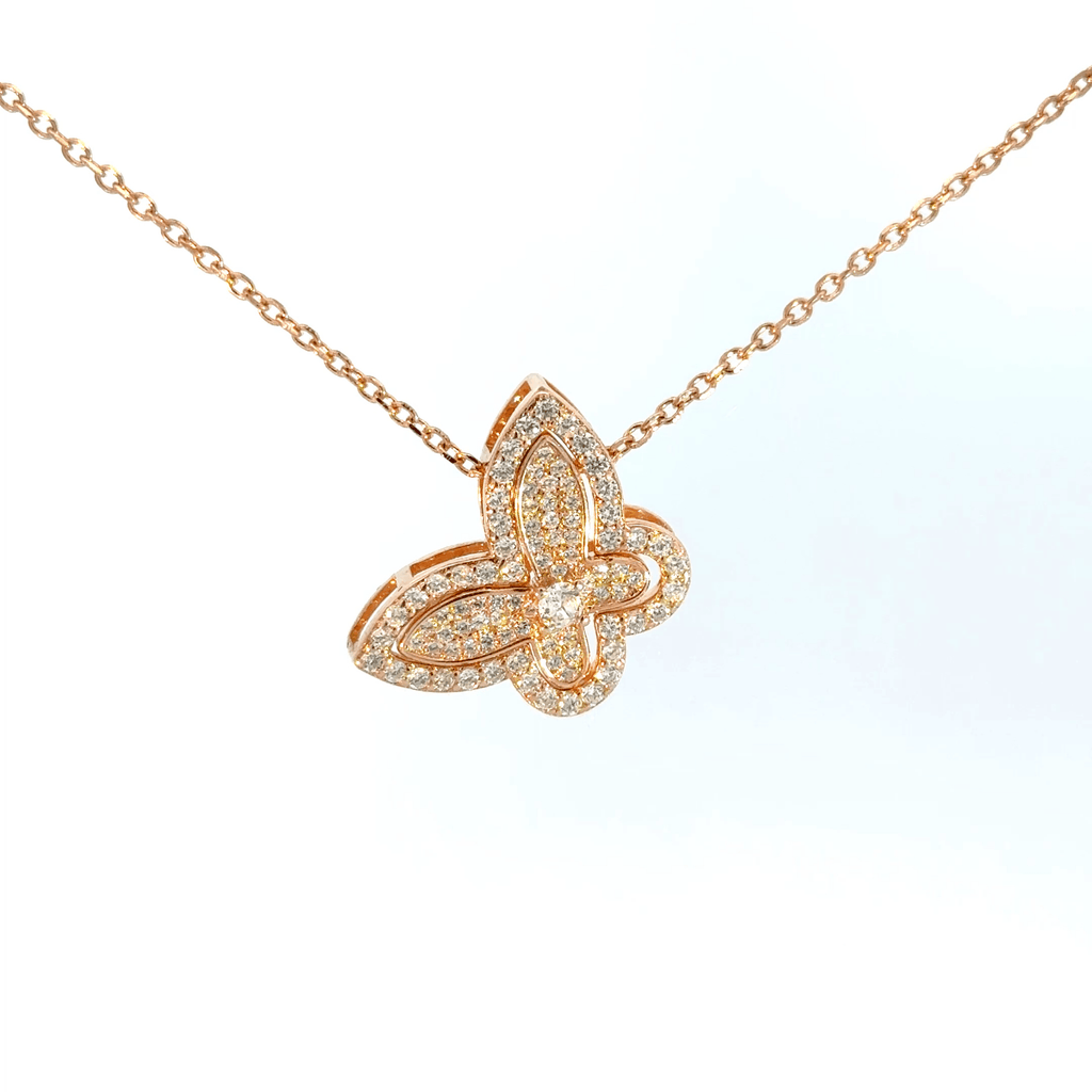 Rosegold split butterfly chain with pendent