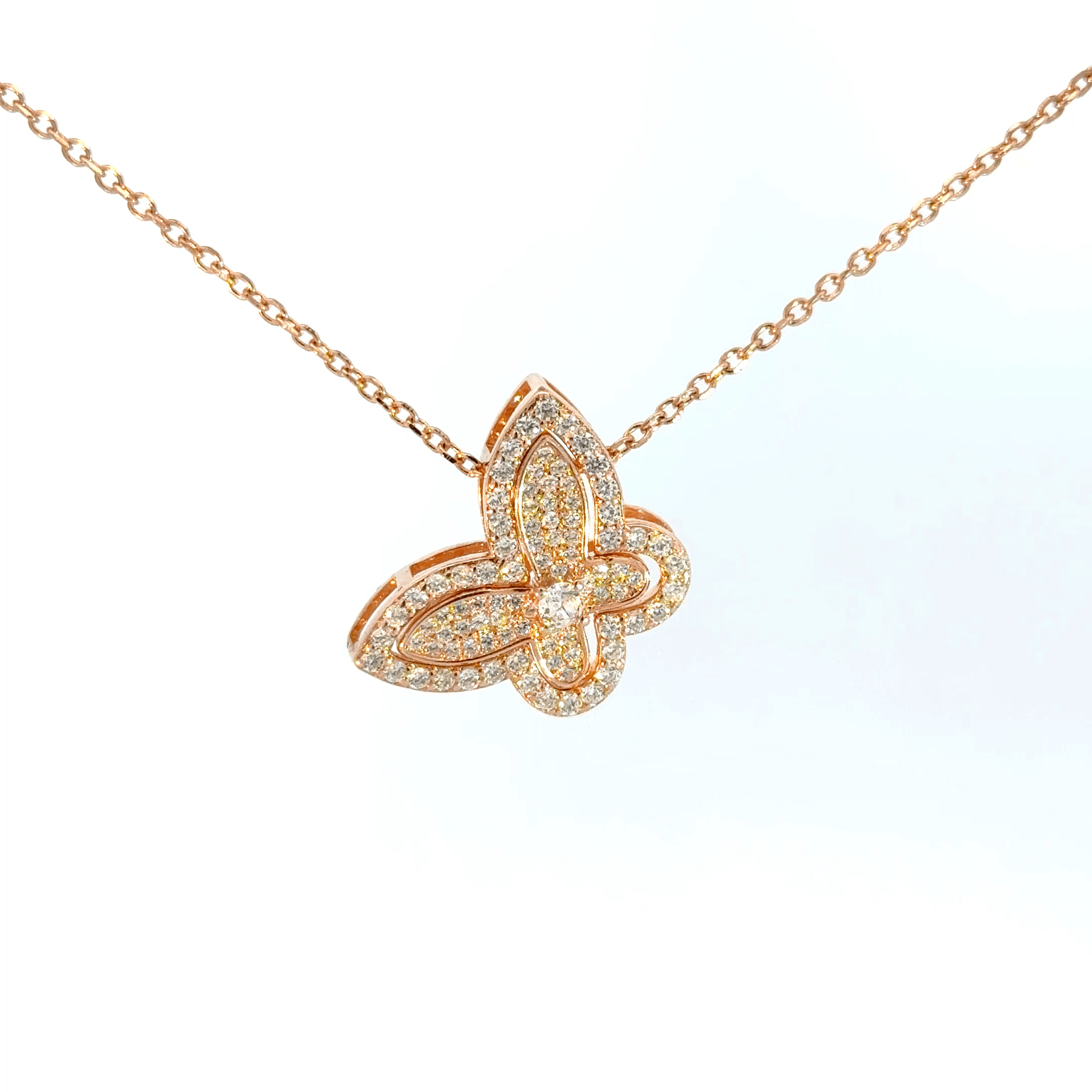Rosegold split butterfly chain with pendent