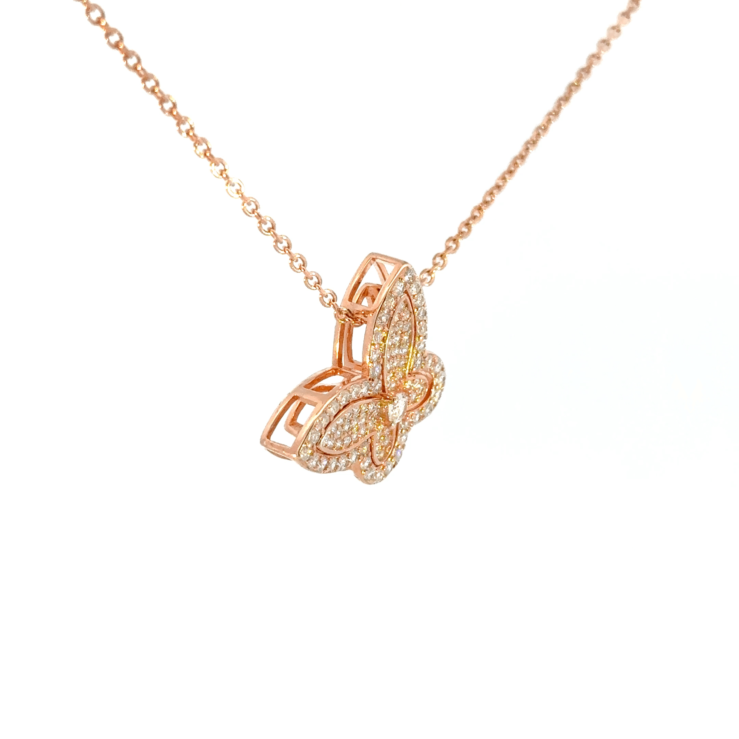 Rosegold split butterfly chain with pendent
