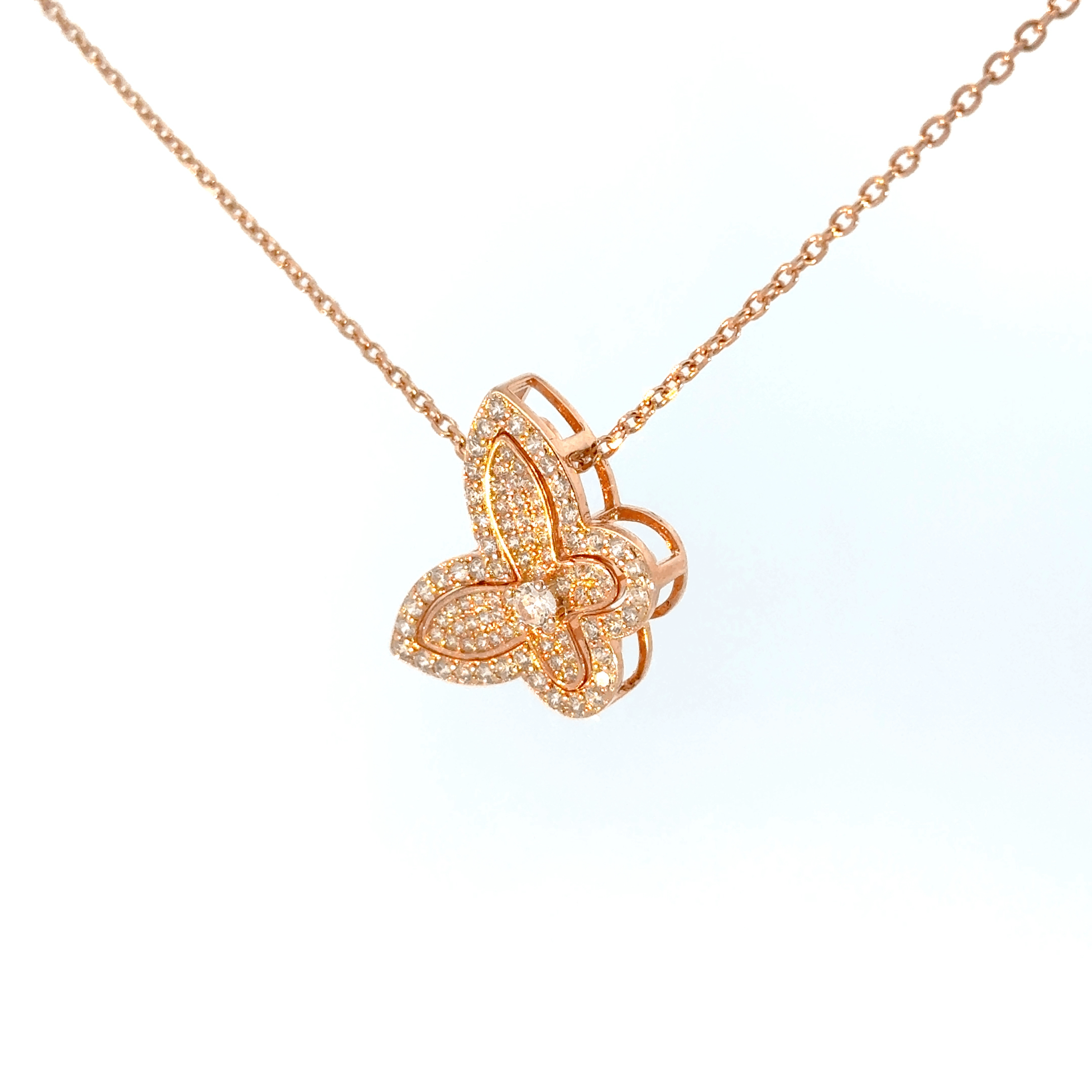 Rosegold split butterfly chain with pendent